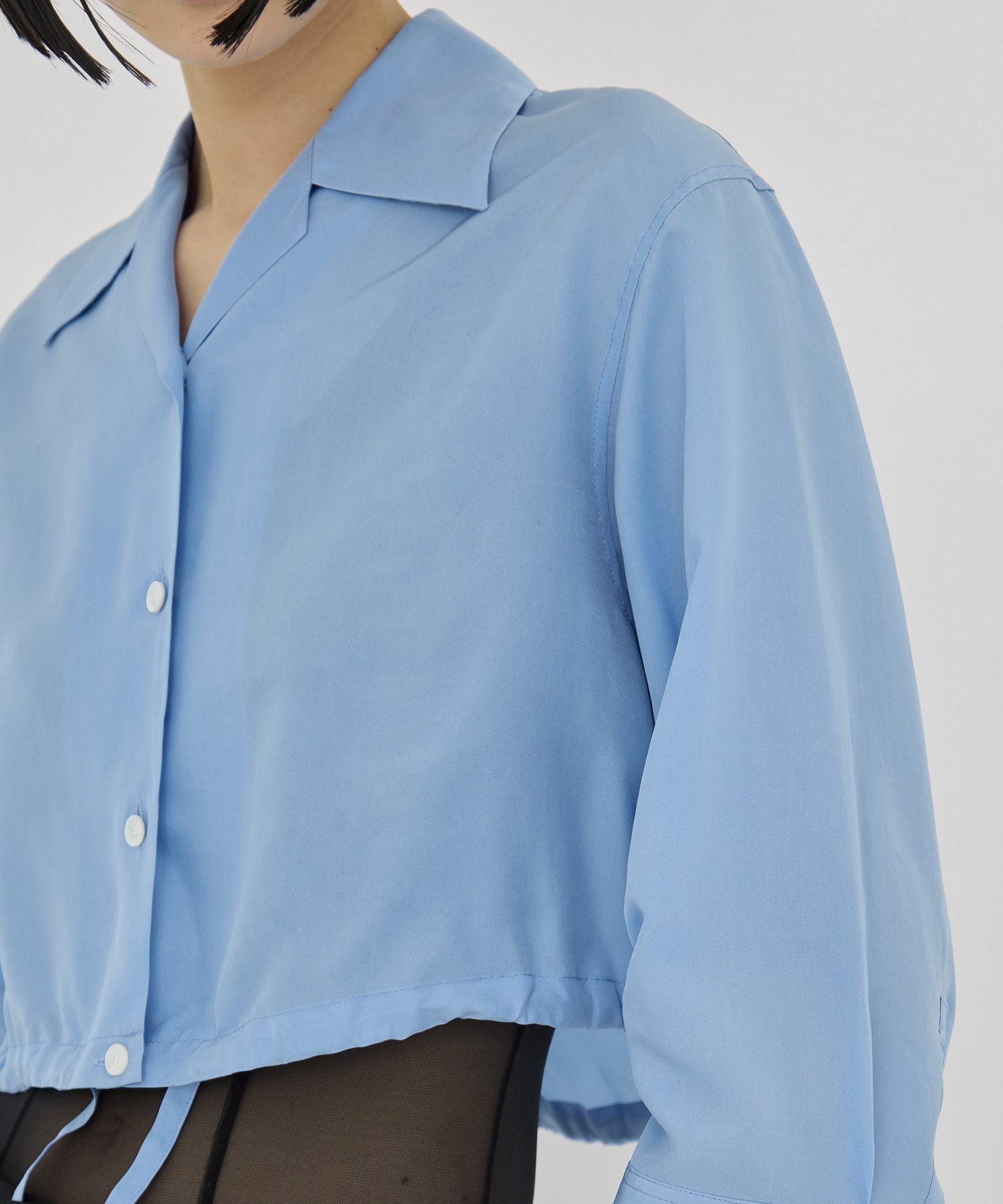 CROPPED COTTON OPEN-COLLAR SHIRT CINOH