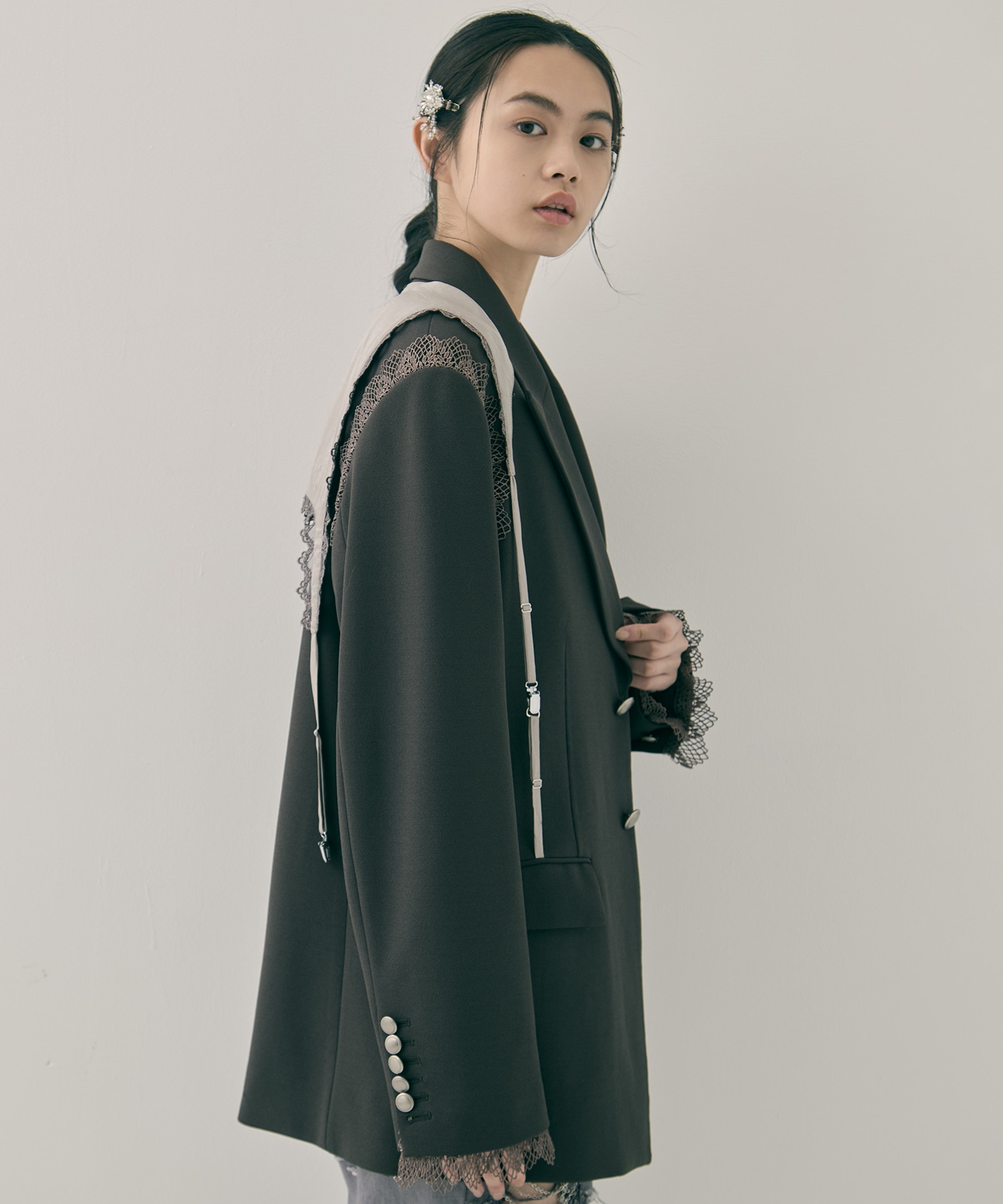 garter collar peaked lapel jacket tanakadaisuke