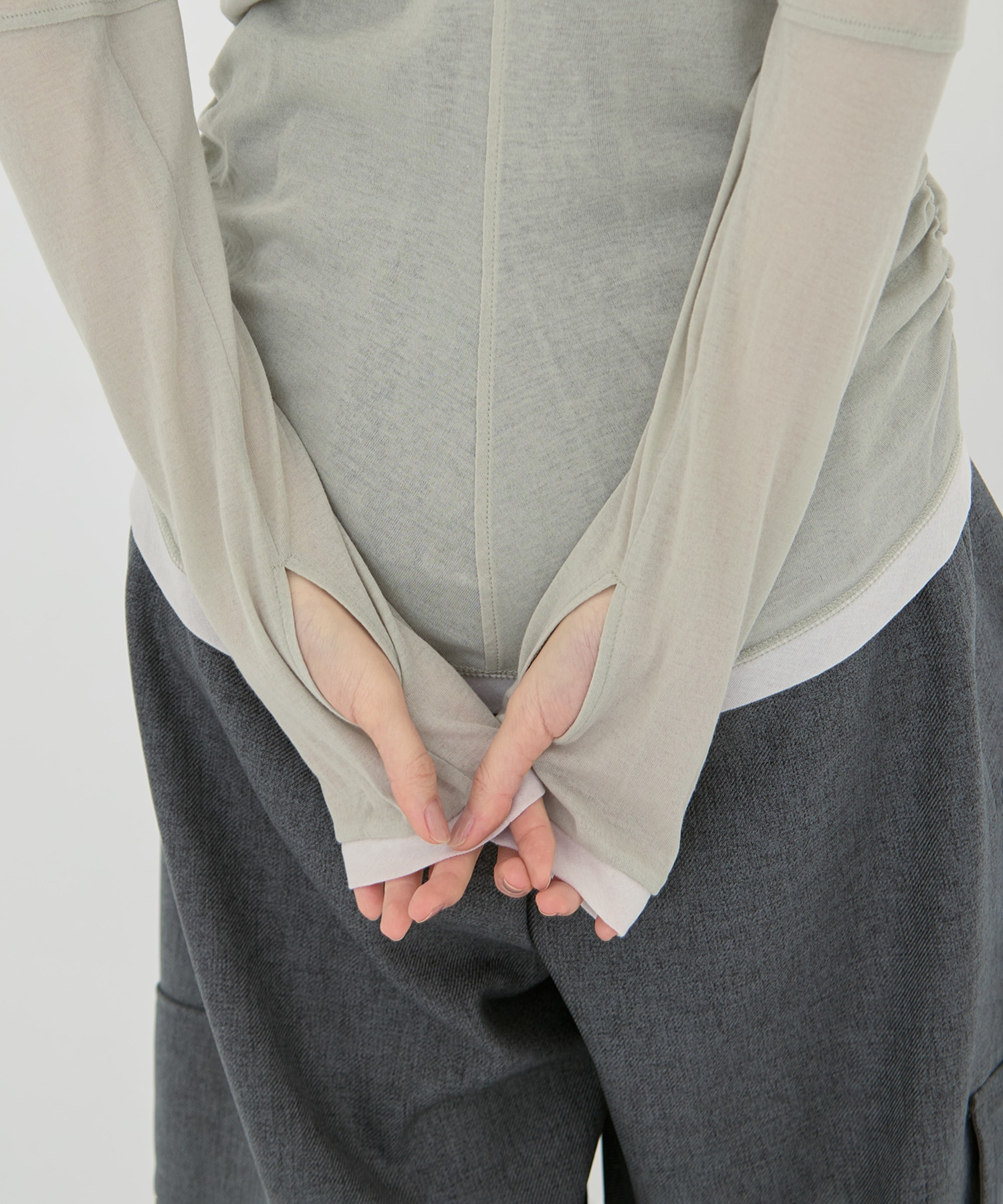 2way Sheer Cotton Long Tee STUDIOUS