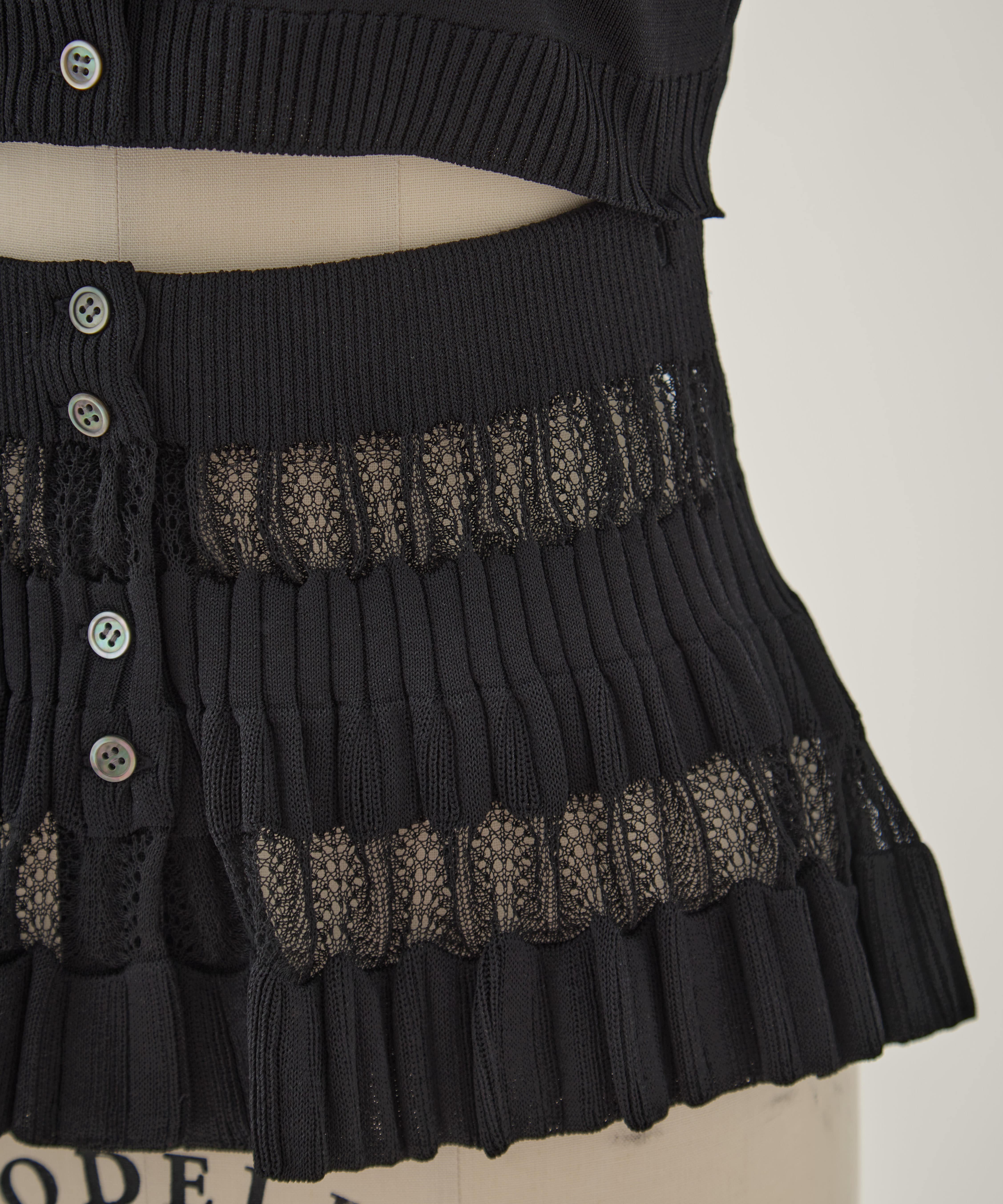CONVERTIBLE SHEER STRIPE KNIT CARDIGAN FETICO