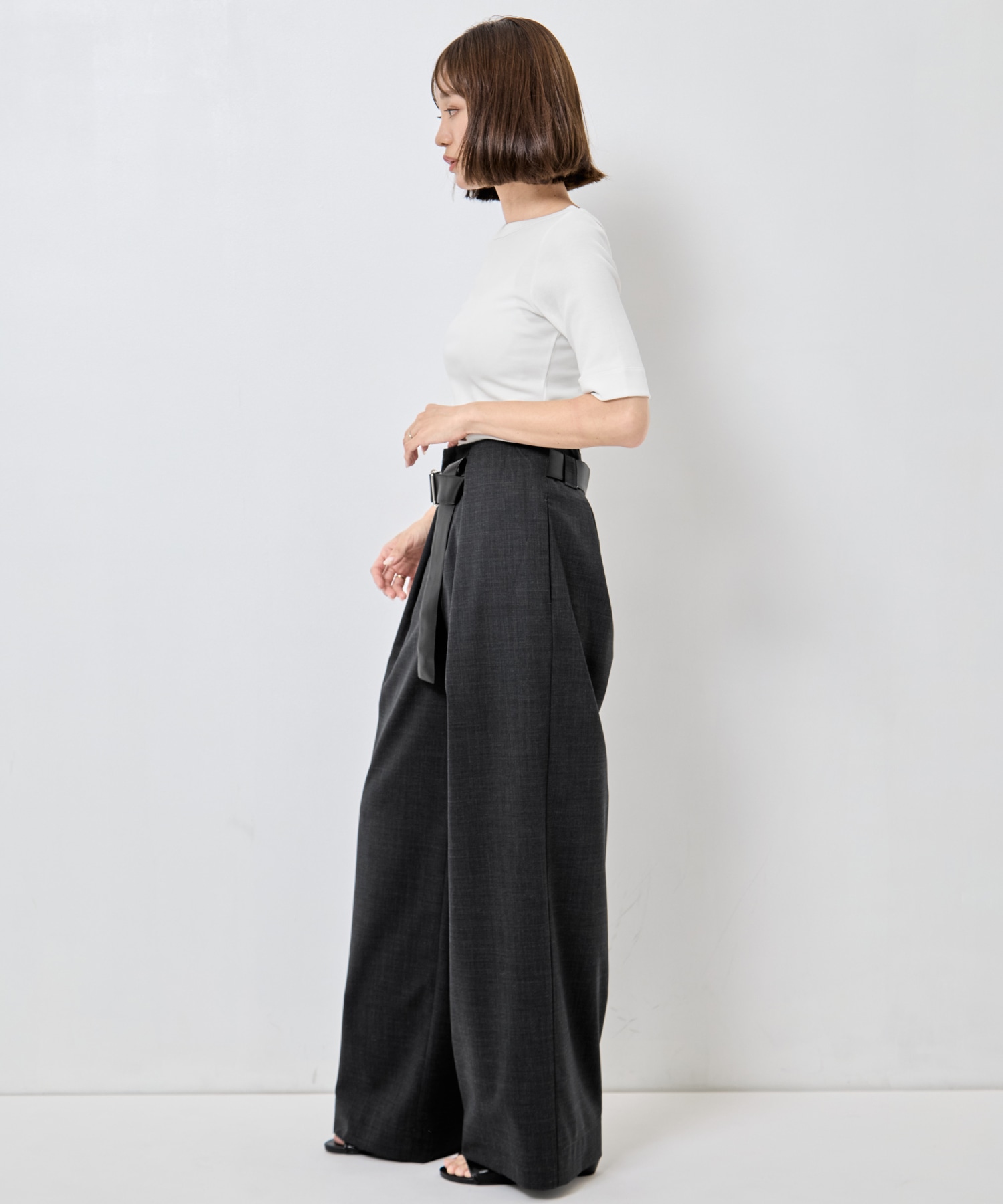 Summer Wool Belted Trousers STUDIOUS