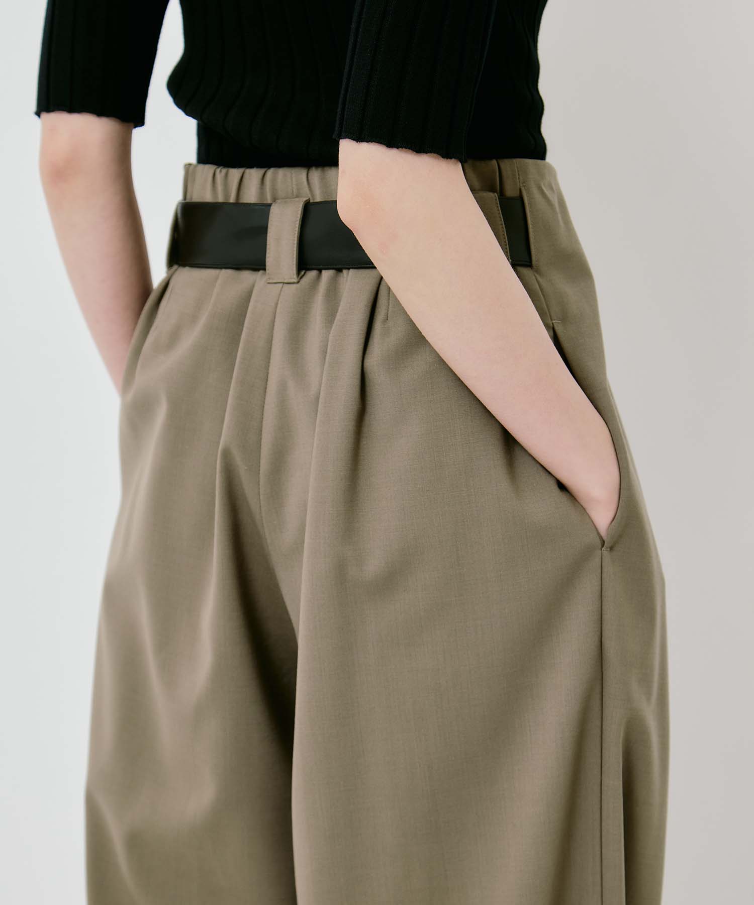Summer Wool Belted Trousers STUDIOUS