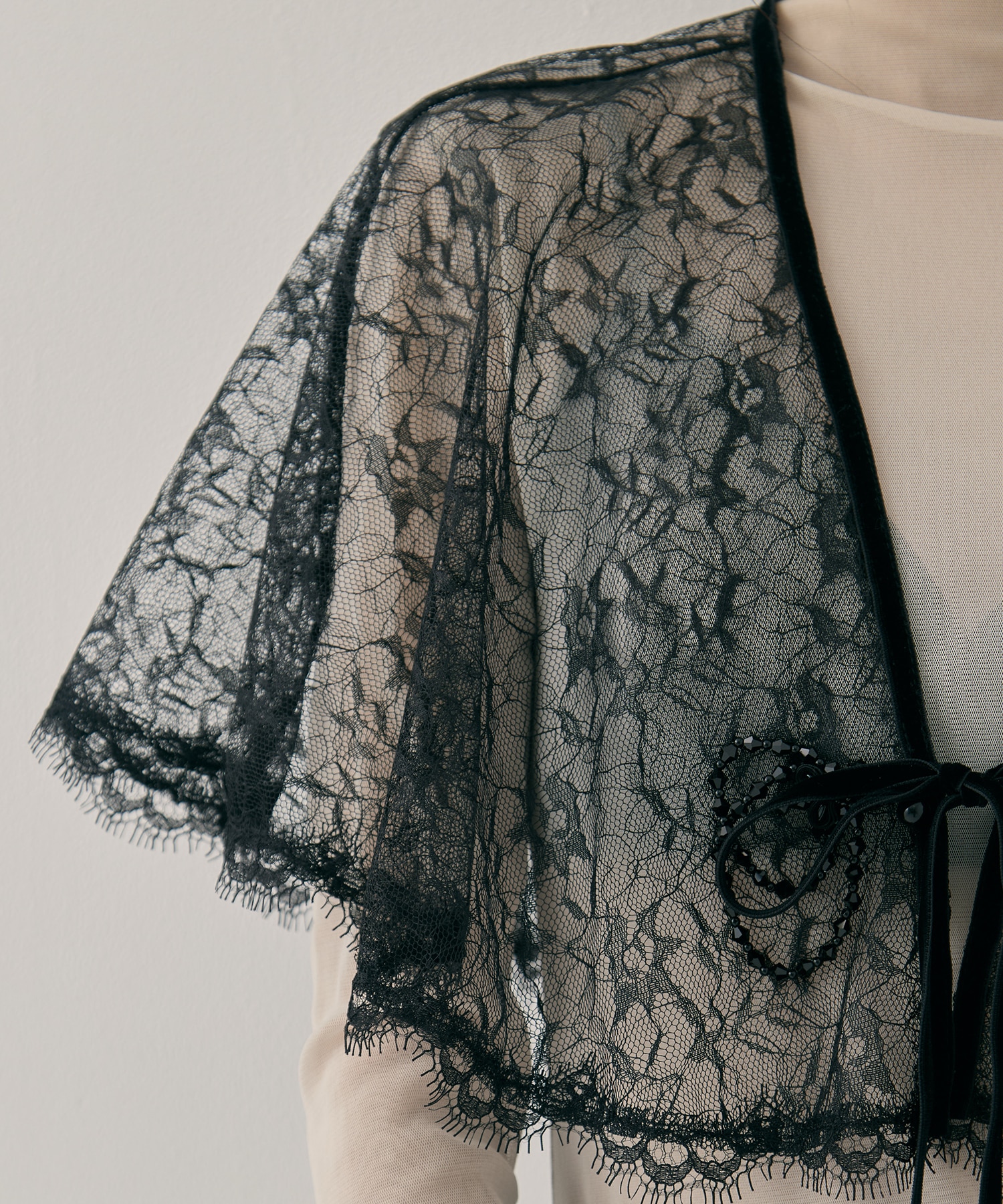 flower lace velvet ribbon cape tanakadaisuke