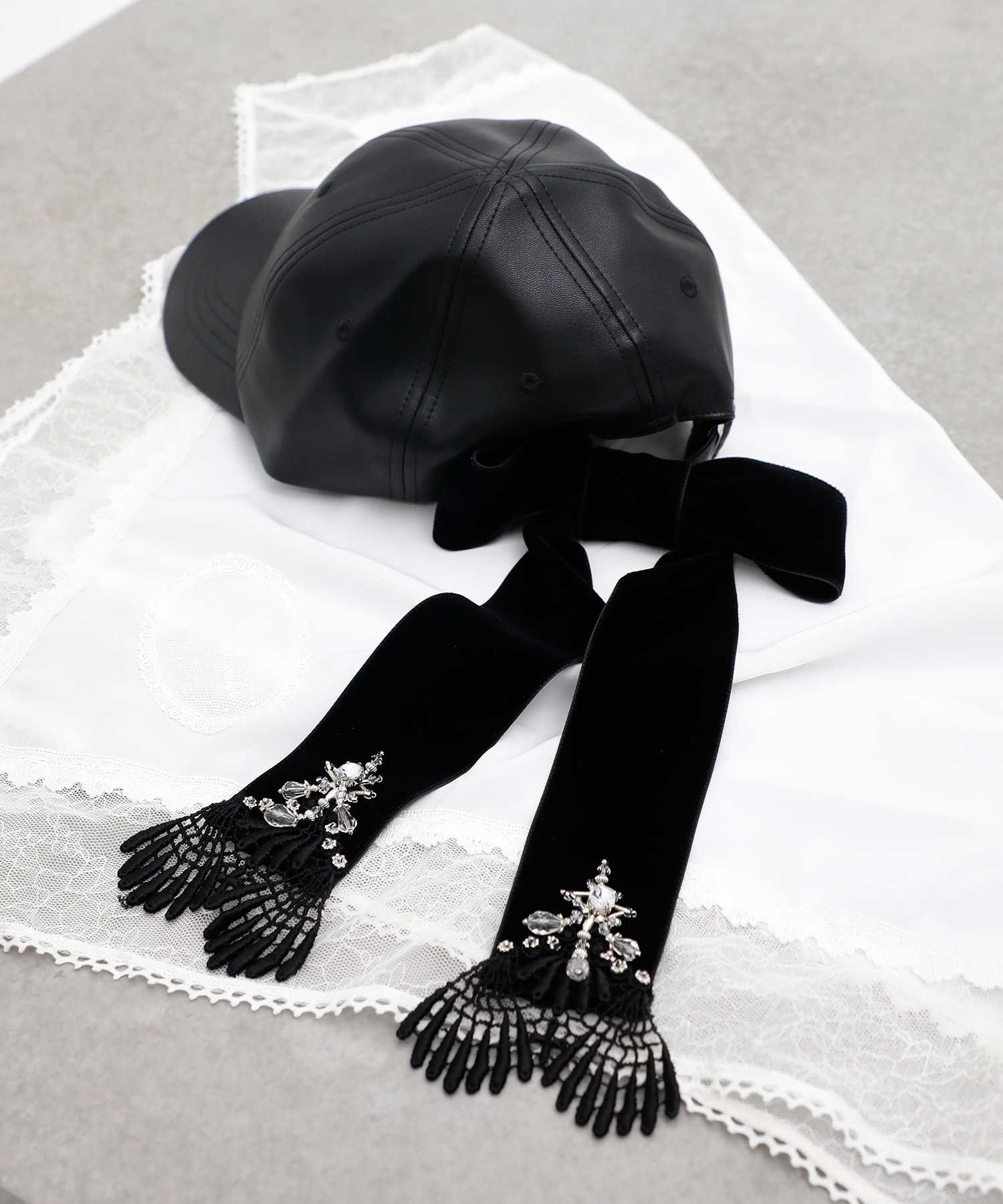 別注leather ribbon cap tanakadaisuke