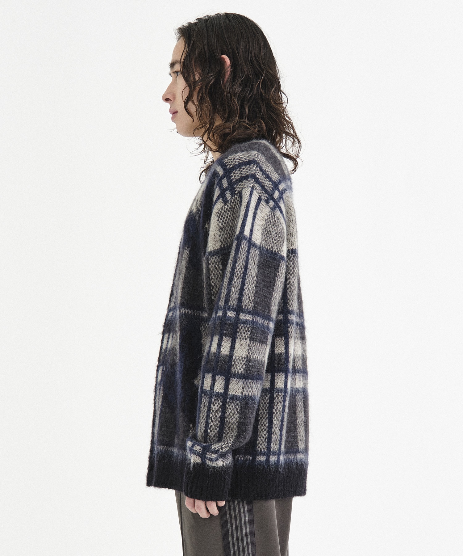 EX.Mohair Cardigan - Original Check With Papillon ｜ NEEDLES