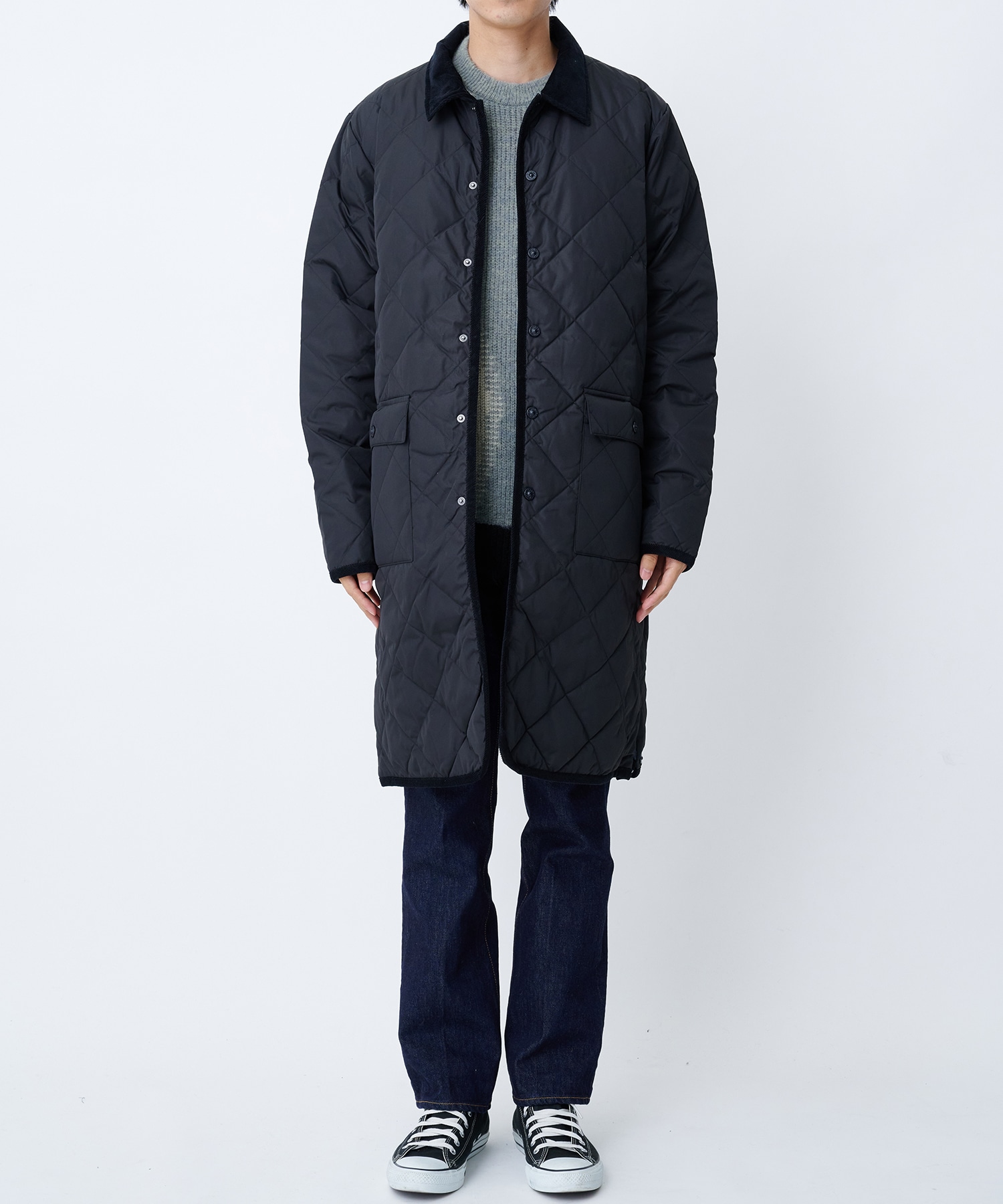 PIPING COLLARED LONG DOWN COAT TAION/TAION EXTRA