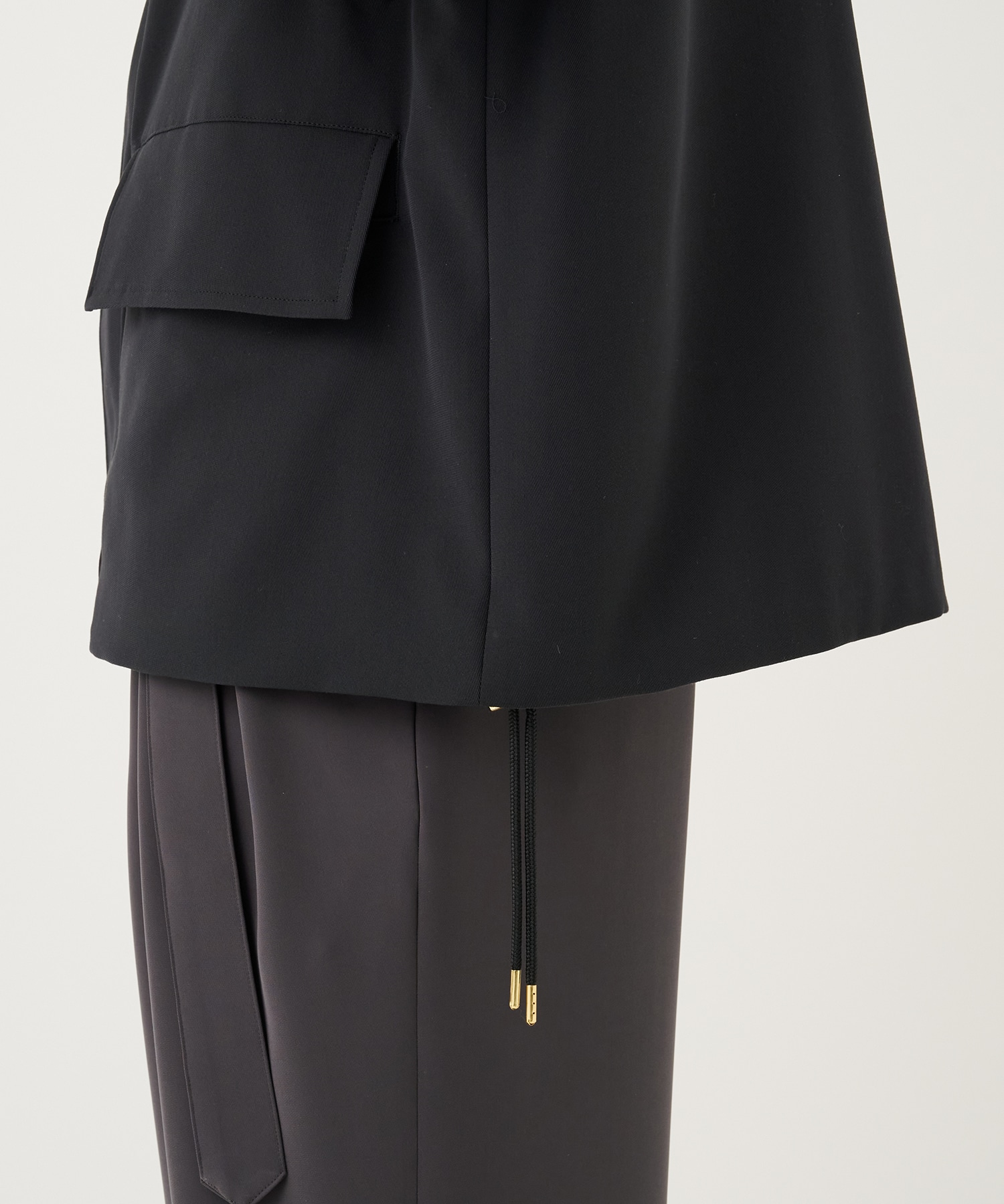 Dry Karsey Removable Sleeves Drawstring Short Coat CULLNI