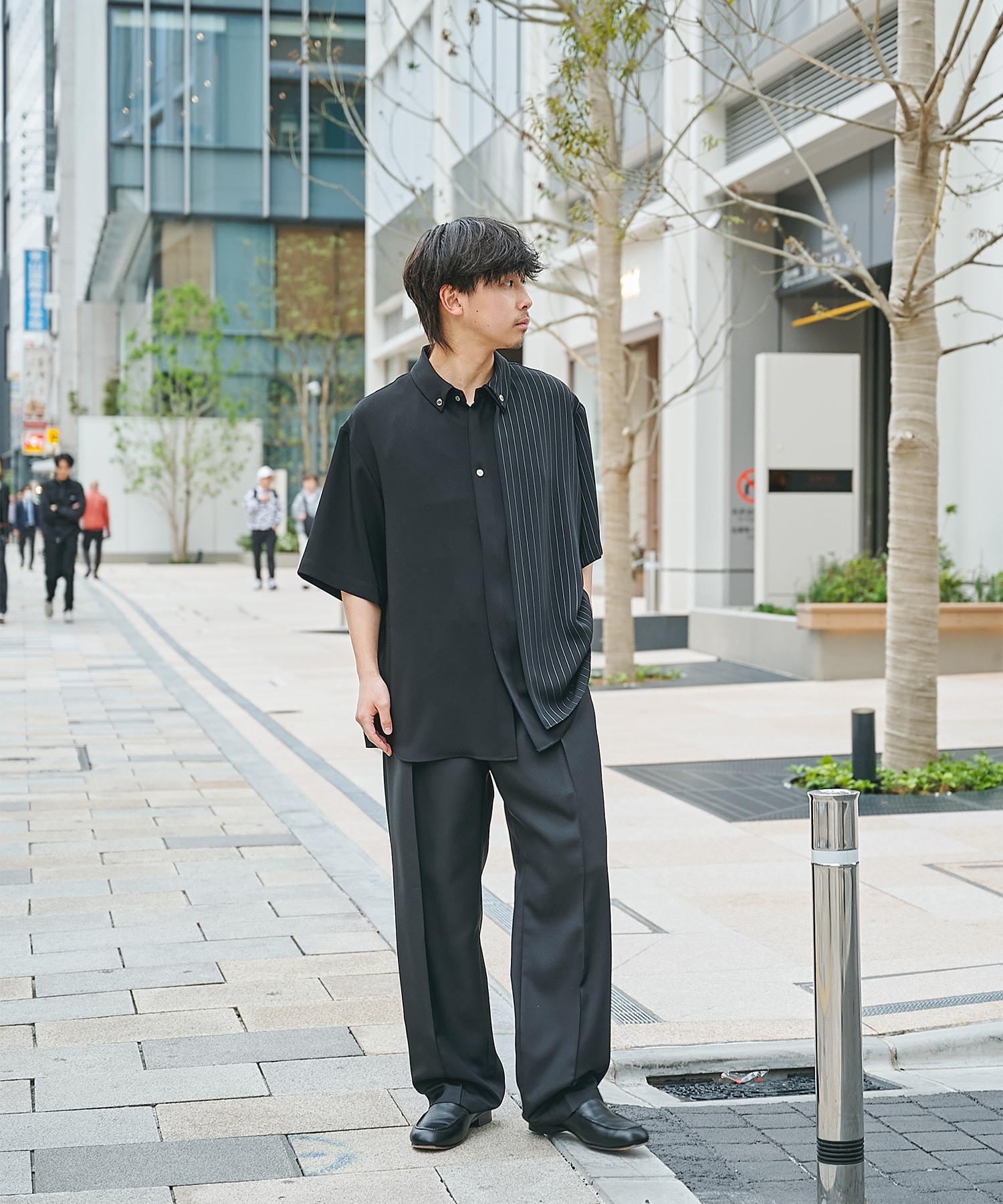 Double Cloth Layered Bi-Color Short Sleeve Shirt CULLNI