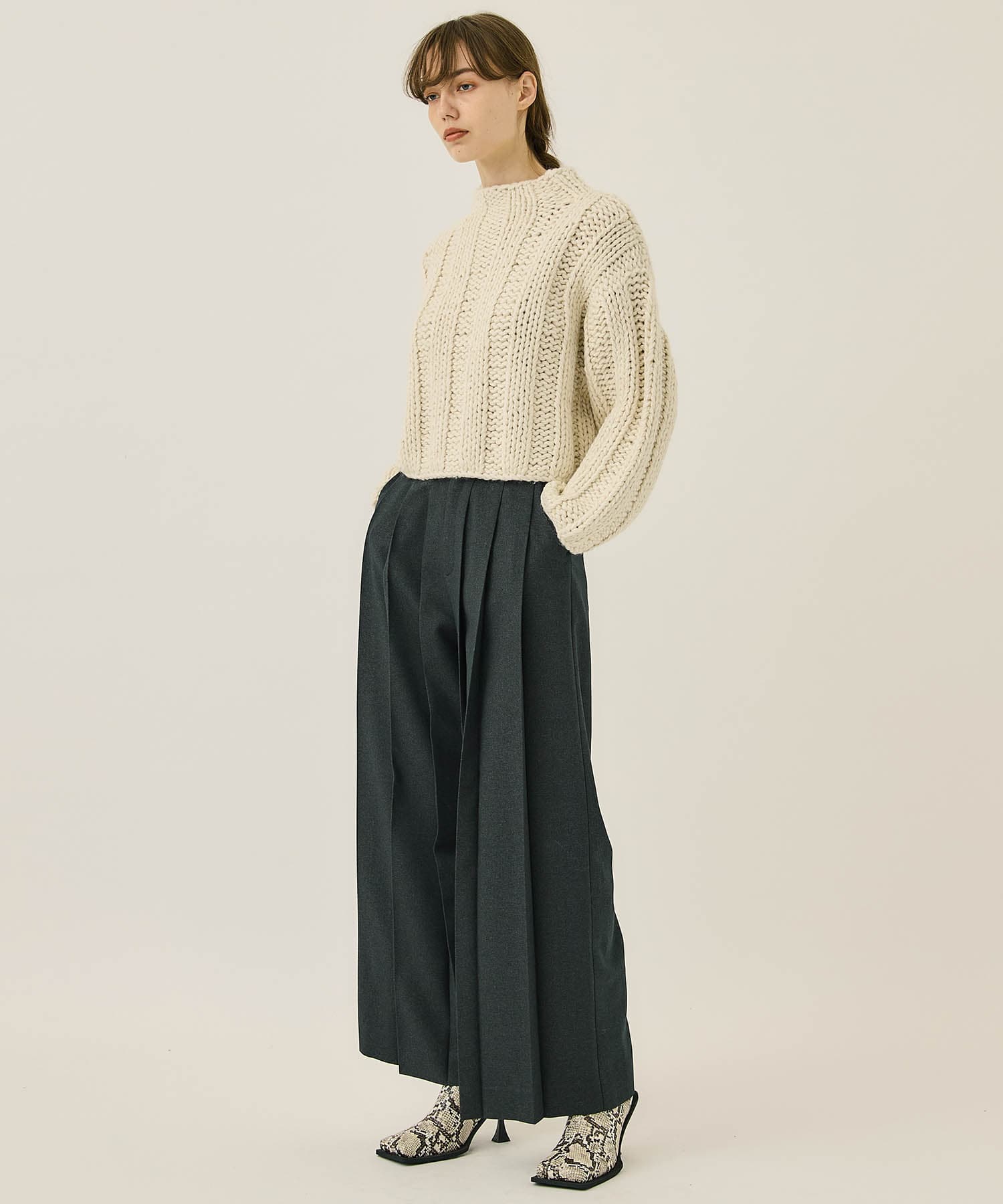 BULKY RIB HAND KNIT TOPS(1 IVORY): CLANE: WOMENS｜ STUDIOUS ONLINE