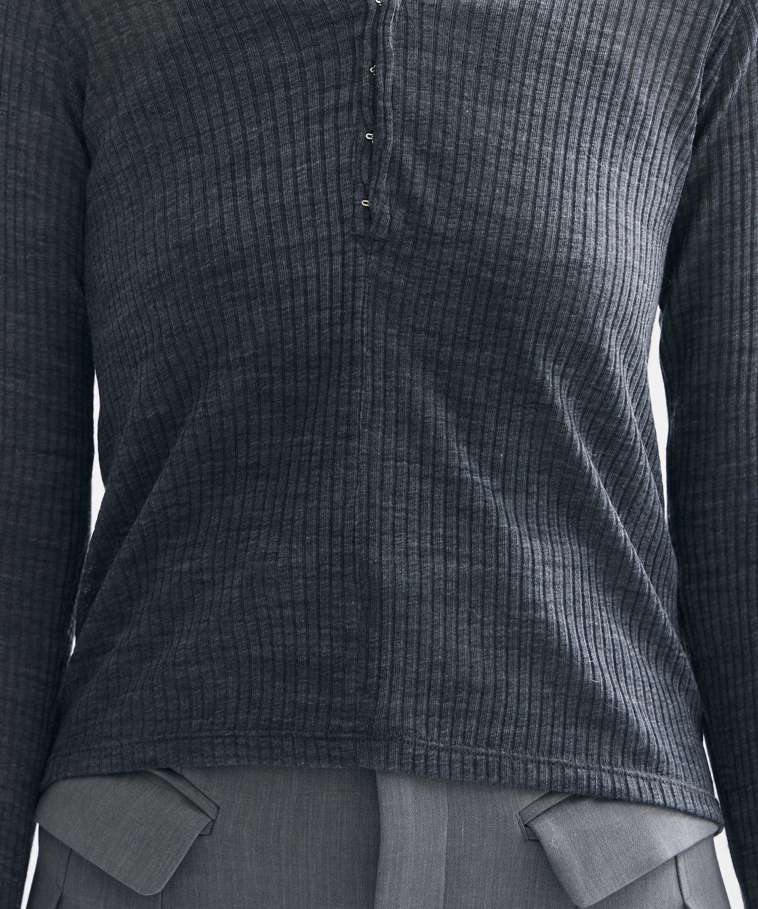 WOOL RIB CREW NECK TOP WITH HOOK JOHN LAWRENCE SULLIVAN