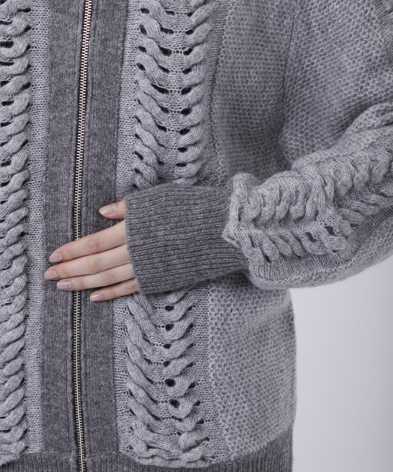 ウールモヘアZIP Knit Cardigan PEIEN