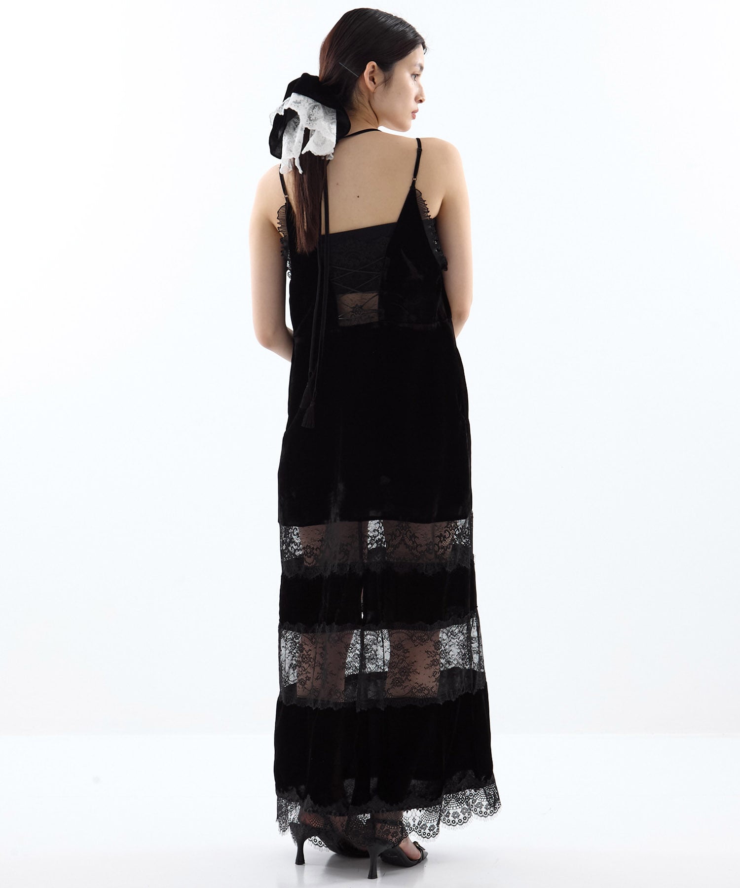 別注black lace velour camisole dress tanakadaisuke
