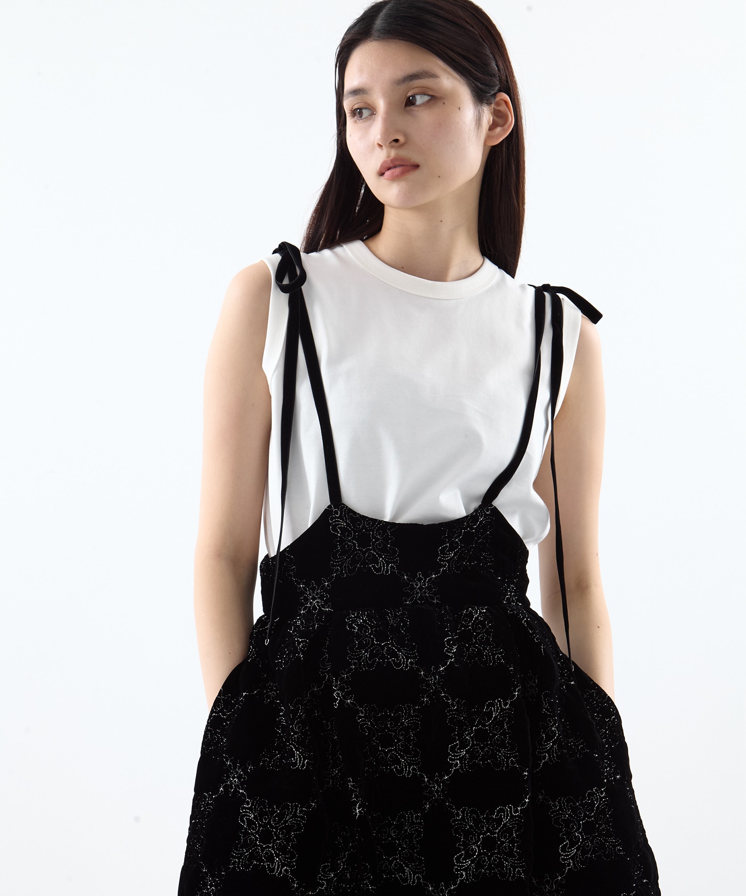 palace tiles quilted overalls skirt tanakadaisuke