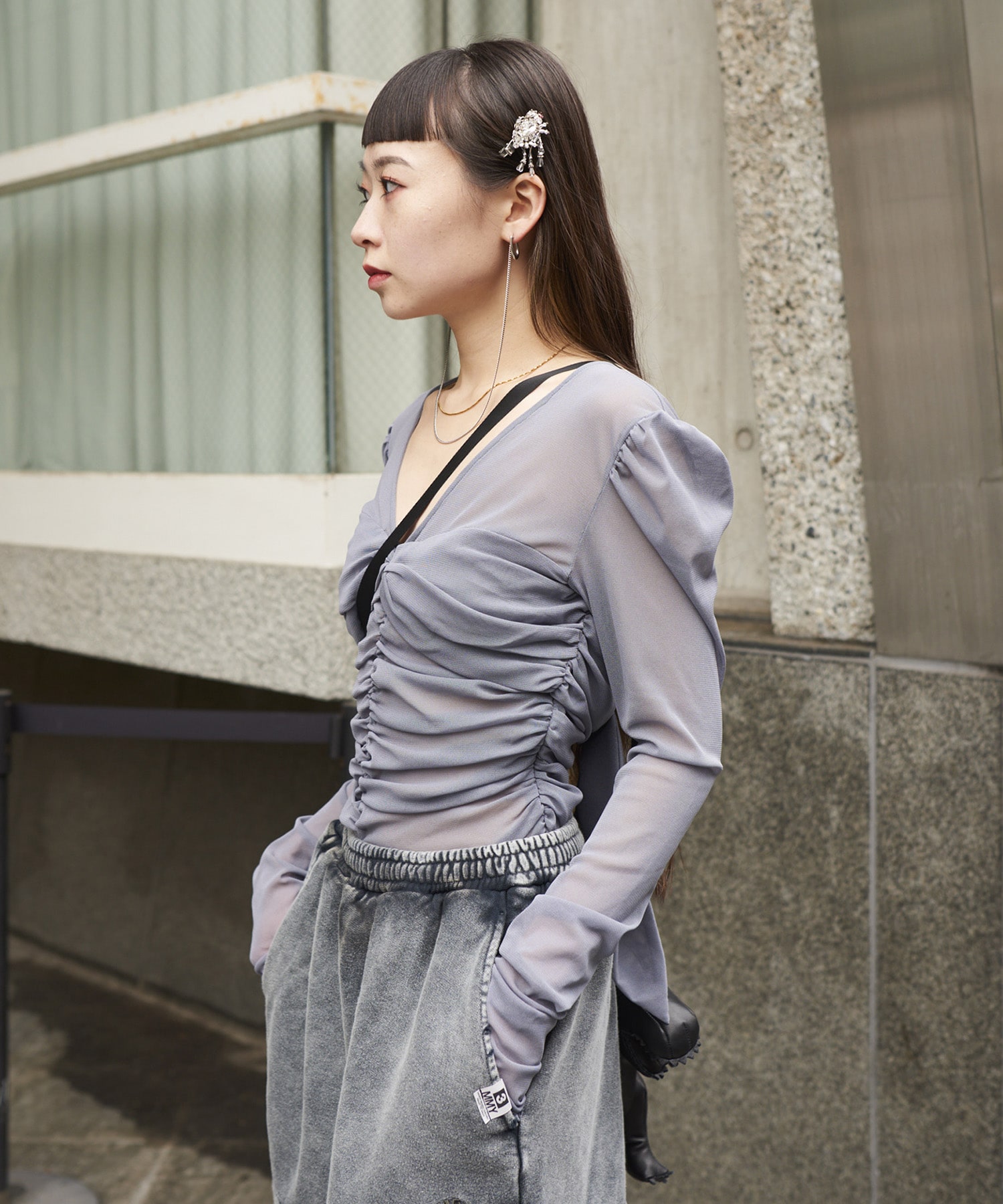 別注 TULLE GATHERED TOP FETICO