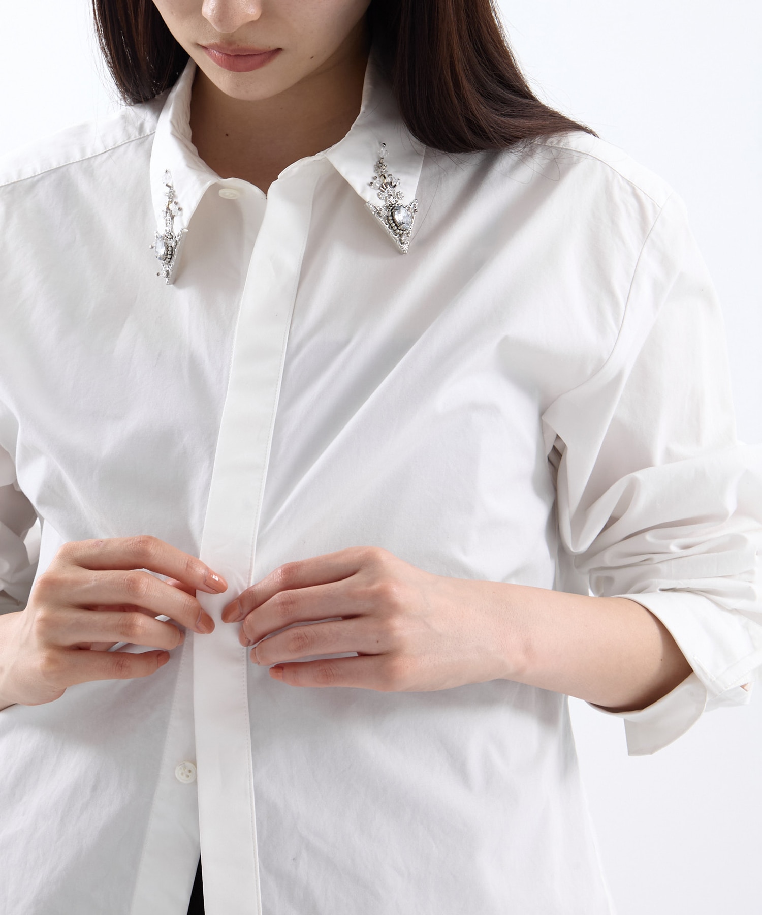 crystal silver tip lapel shirt tanakadaisuke