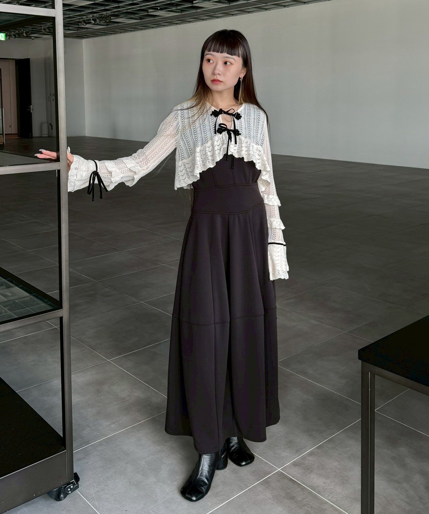 double ribbon knit cardigan tanakadaisuke
