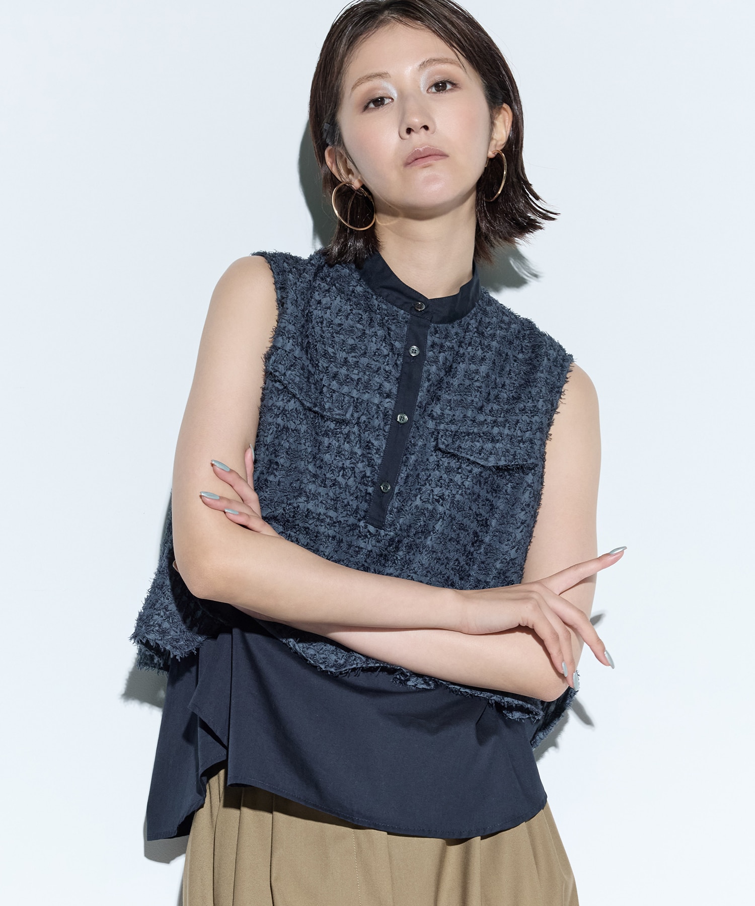 ノースリーブジャガードブラウス STUDIOUS
