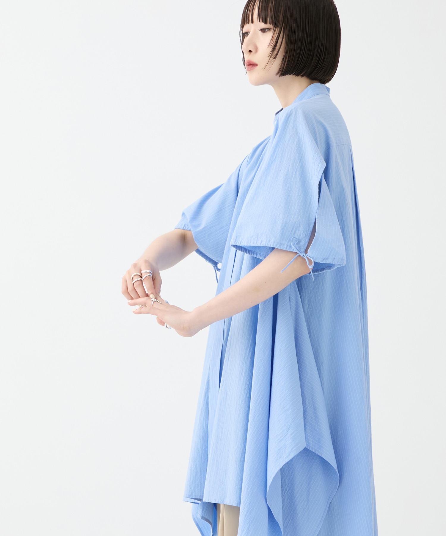 別注 Coボイルサッカーケープスリーブシャツ FEMMENT
