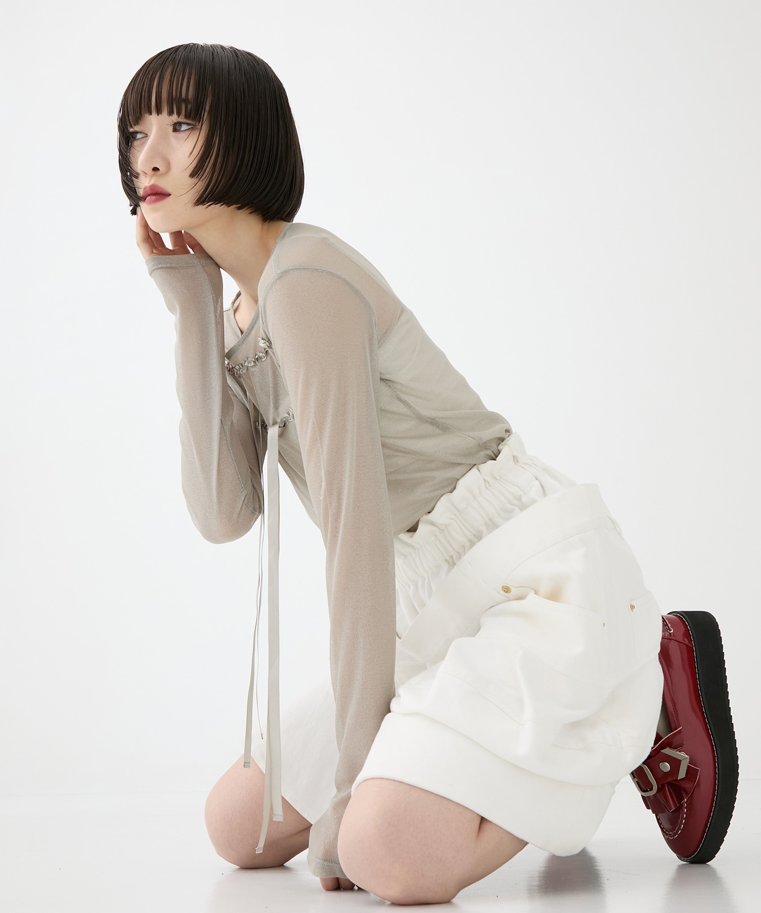 別注SHEER RIBON SKIN TOPS HOUGA
