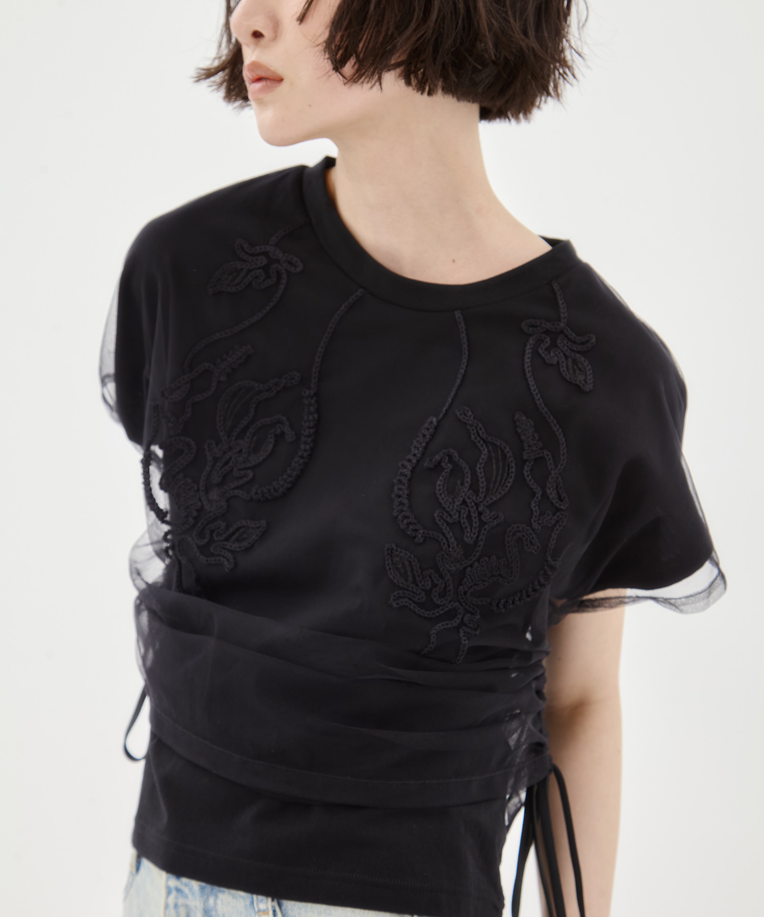 EX.embroidered tulle layered tops MURRAL