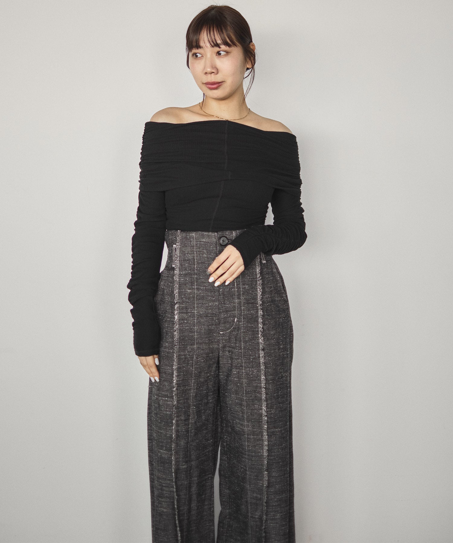 Silk Nep Flare Trousers STUDIOUS