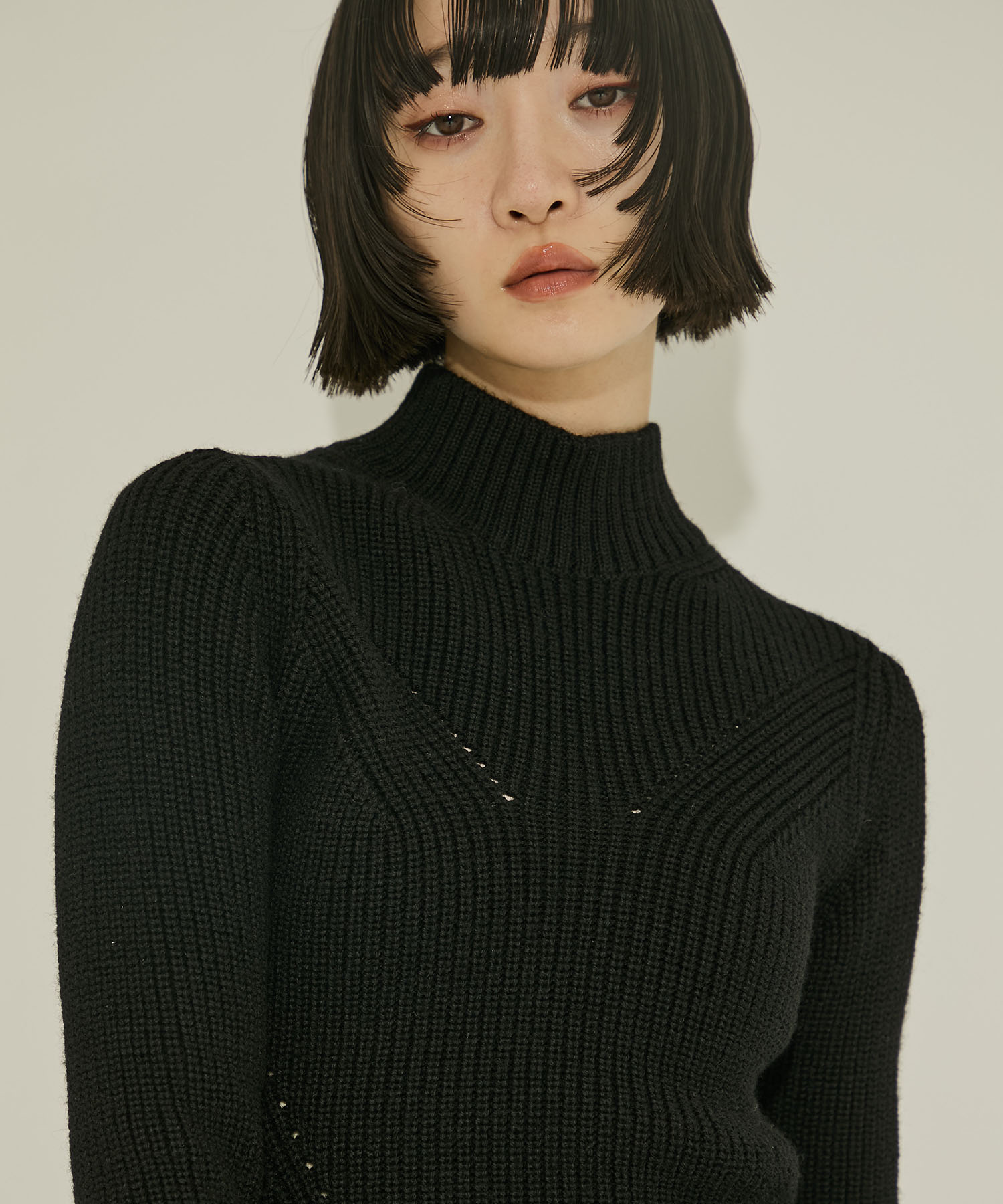 RIBED PEPLUM HI-NECK KNIT SWEATER JOHN LAWRENCE SULLIVAN