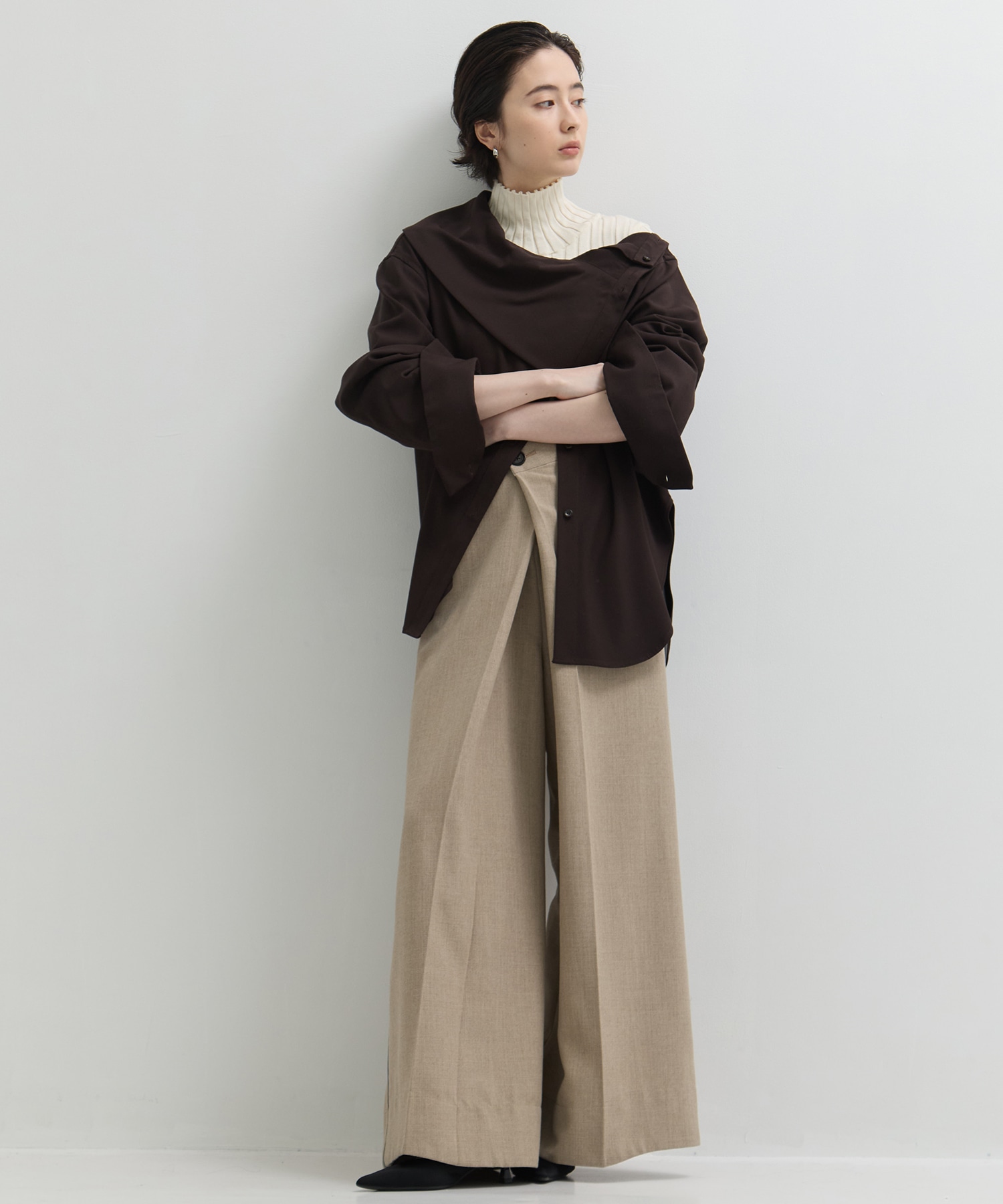 Side Leather Flare Trousers STUDIOUS