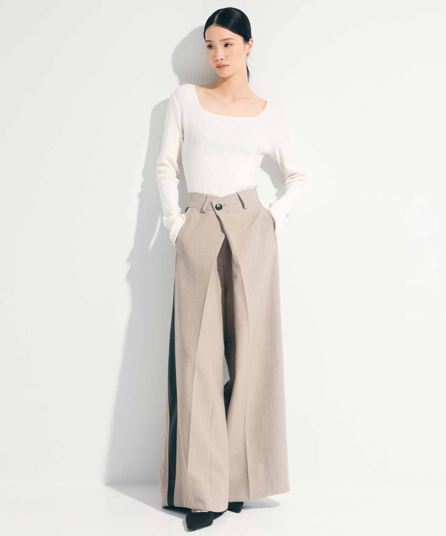 Side Leather Flare Trousers STUDIOUS