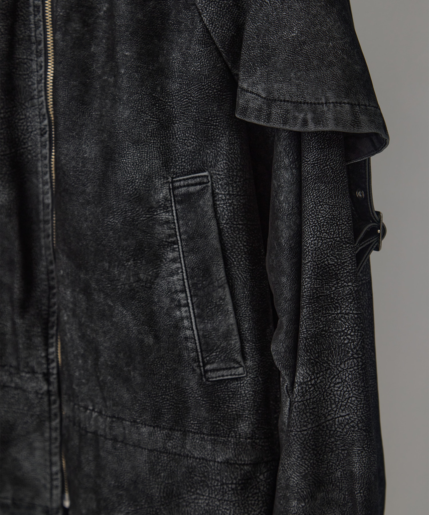 drawstring fade leather blouson tanakadaisuke