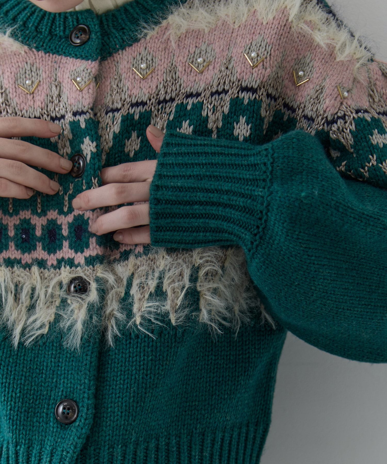 UND 2WAY LADY NORDIC KNIT CARDIGAN AMERI