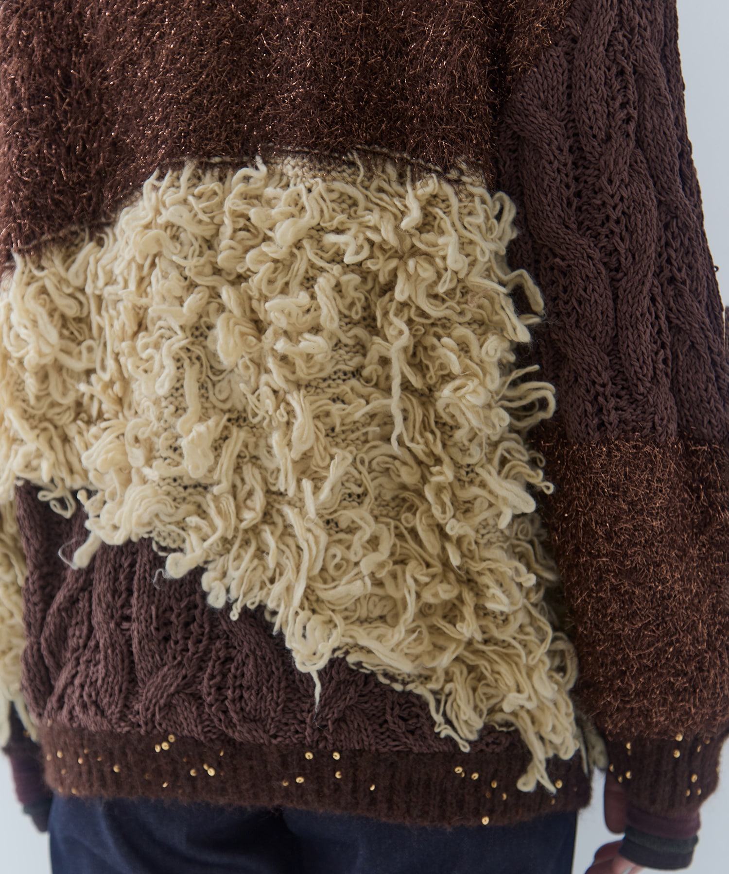 UND MIX YARN PATCHWORK KNIT CARDIGAN AMERI