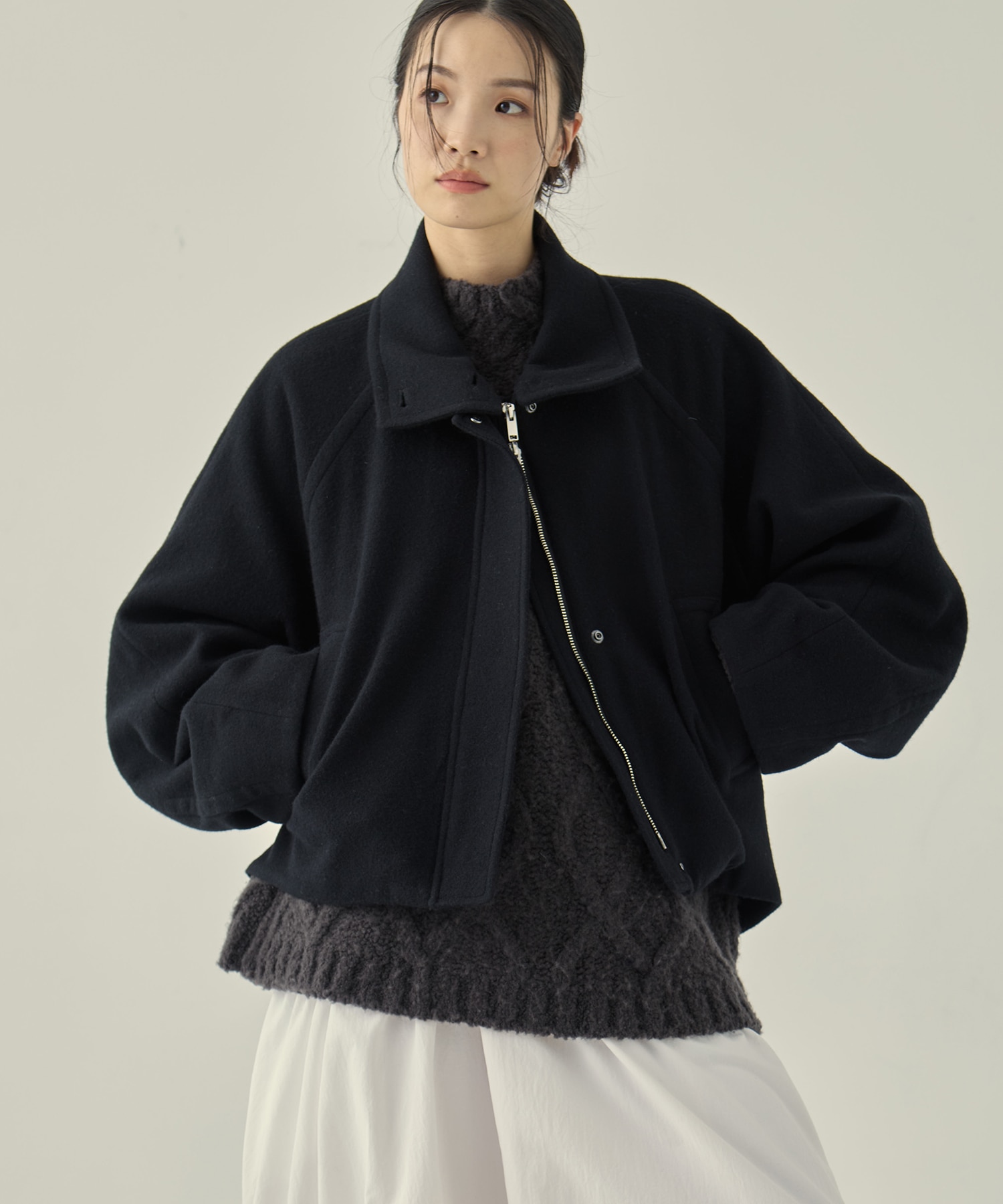 Stand Collar Wool Blouson STUDIOUS