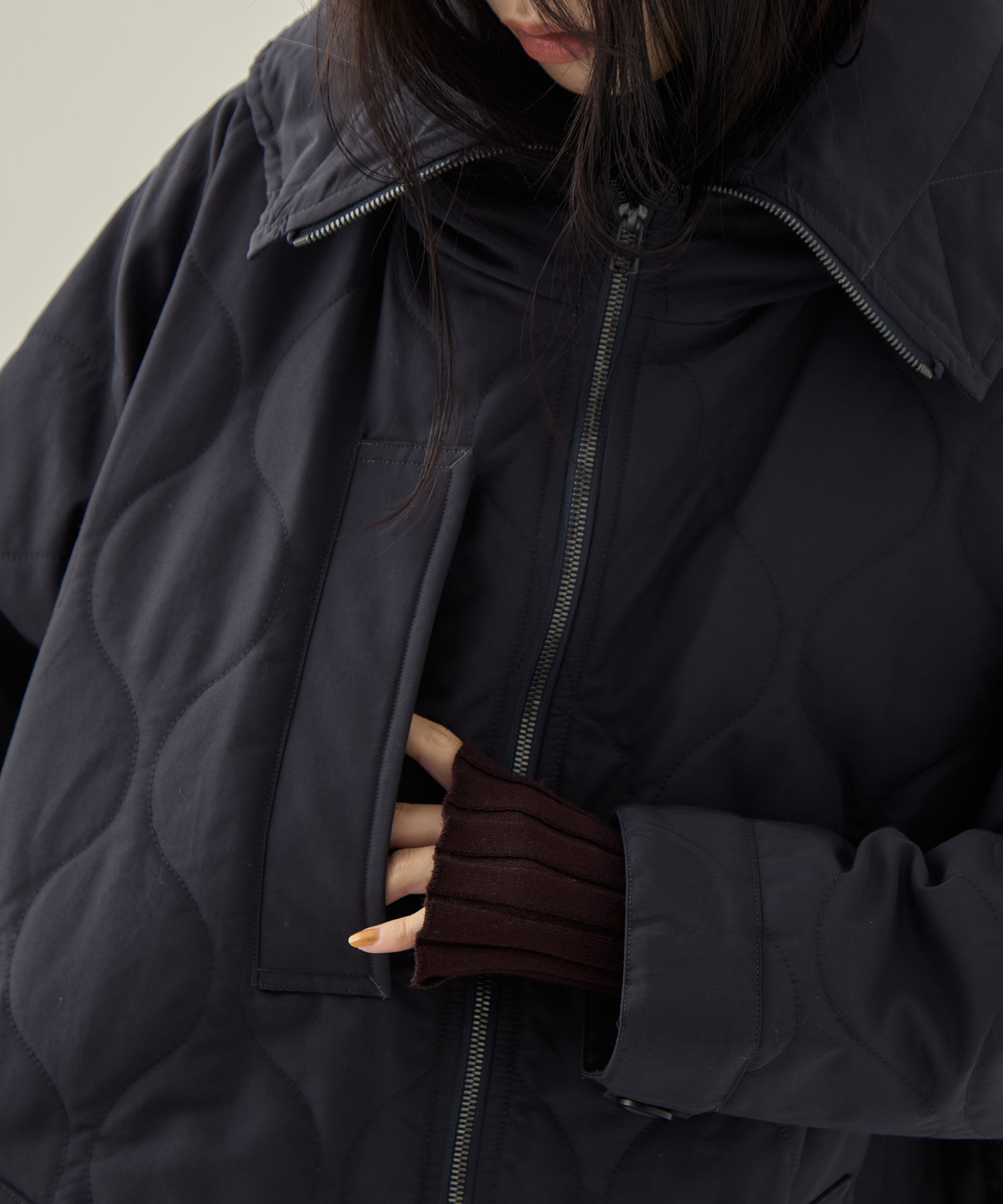 リサイクル60/40クロスキルティングフーディー VACHEMENT