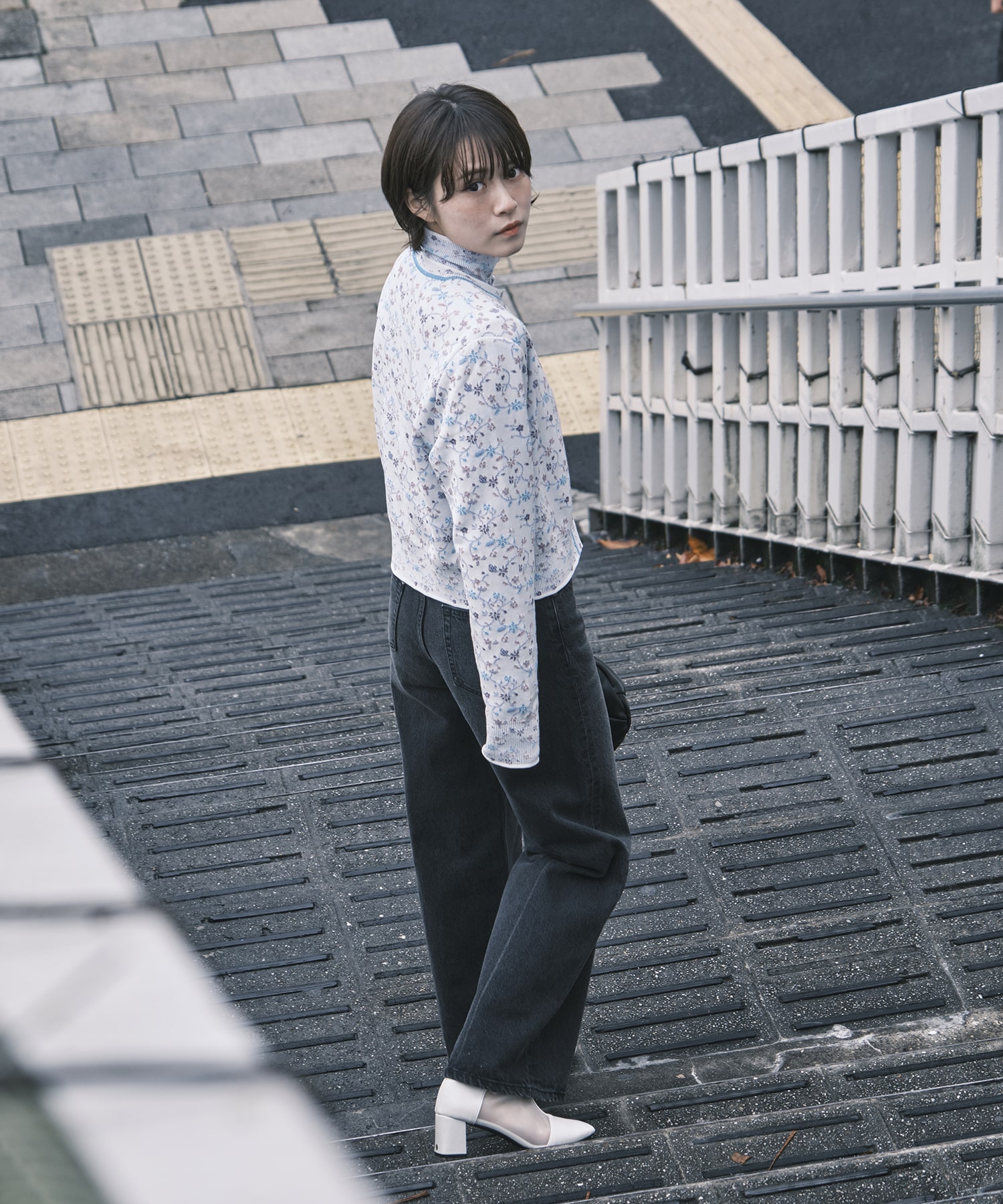 Floral Motif Glitter Knit Cardigan Mame Kurogouchi