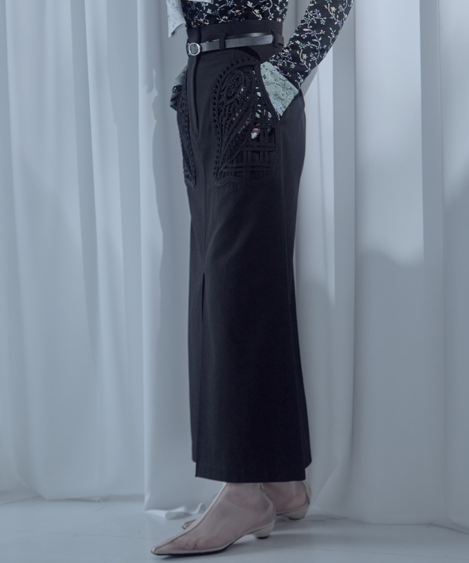 別注Cording Embroidery Detailed I-line Skirt Mame Kurogouchi