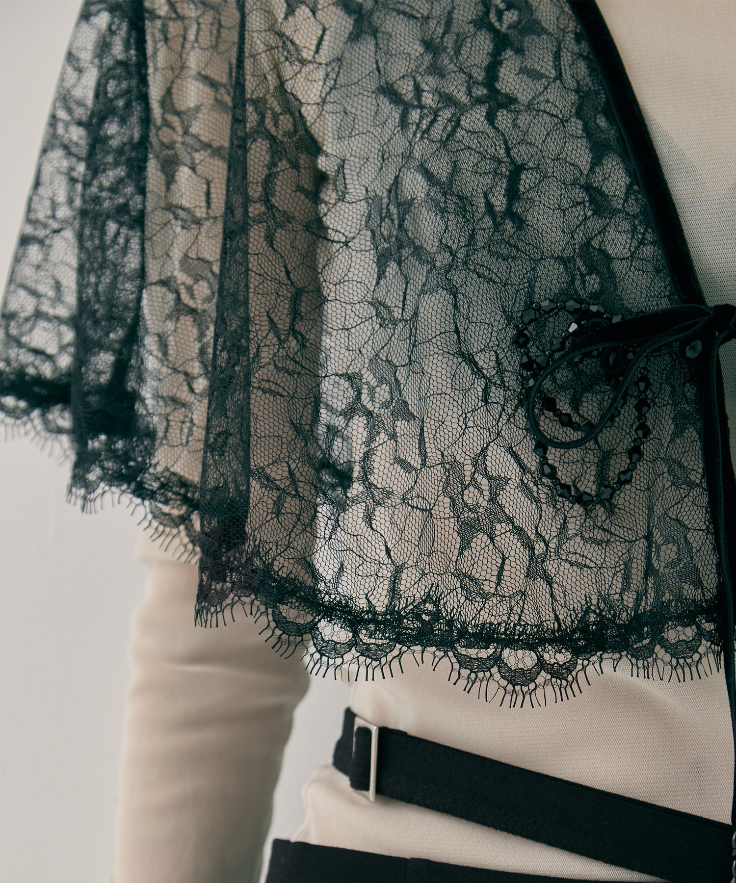 flower lace velvet ribbon cape tanakadaisuke