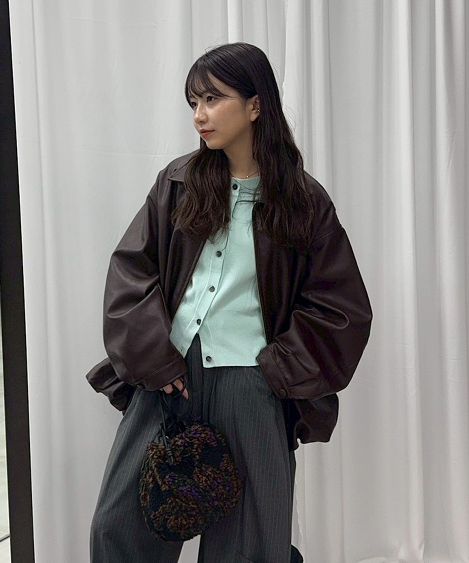 別注 FAKE LEATHER BALLOON JACKET CLANE