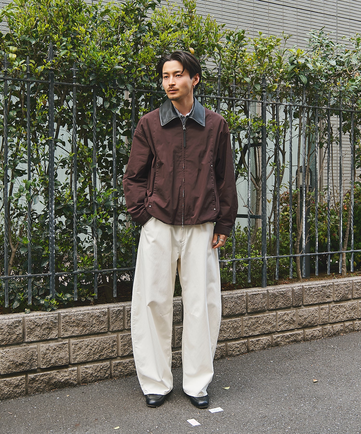 Leather collar Balloon Blouson STUDIOUS