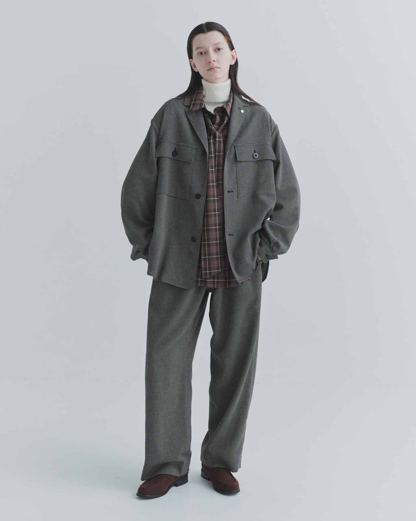Mix Yarn Mesh Notched Lapel Shirt Blouson CULLNI
