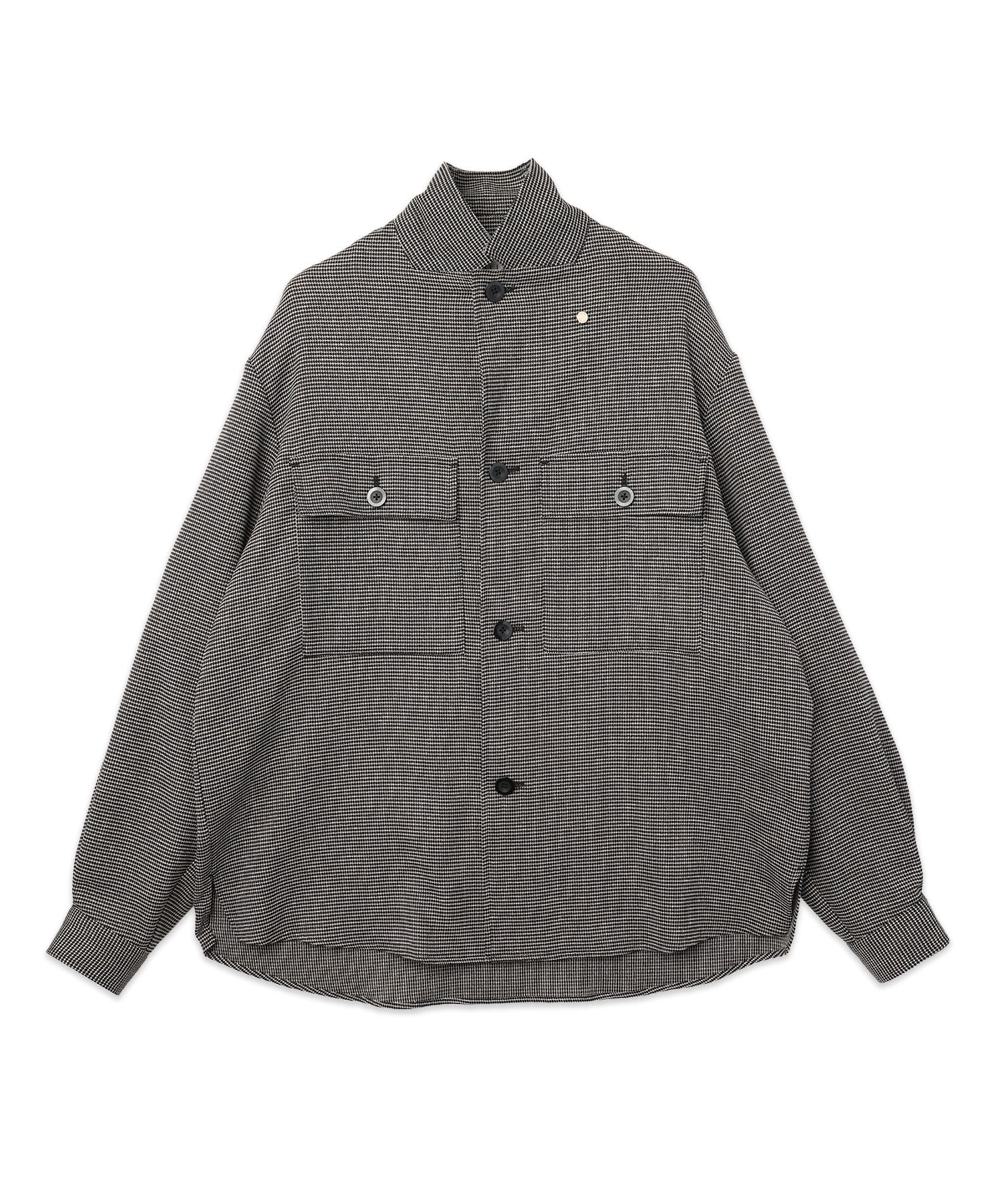 Mix Yarn Mesh Notched Lapel Shirt Blouson CULLNI