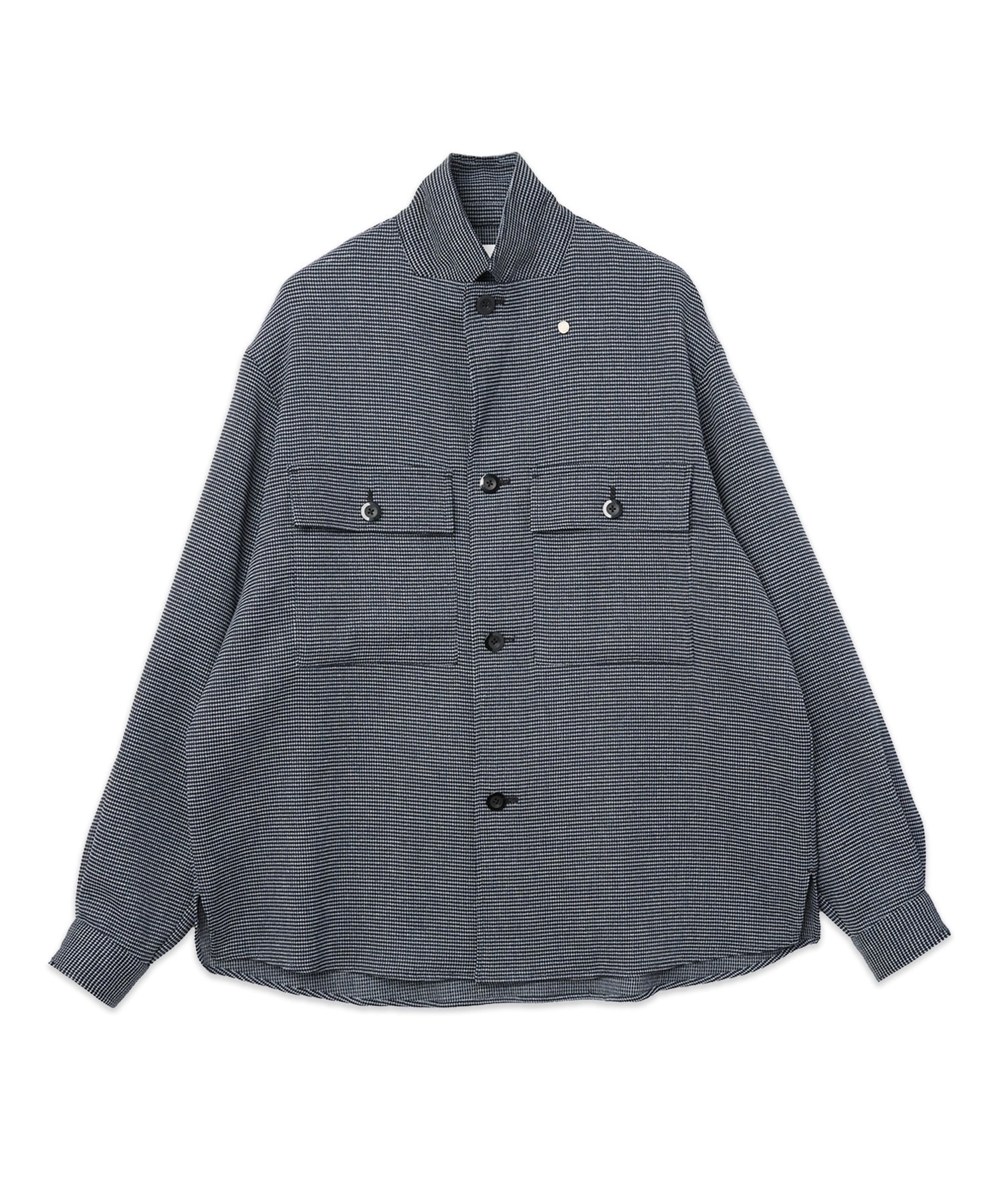 Mix Yarn Mesh Notched Lapel Shirt Blouson CULLNI