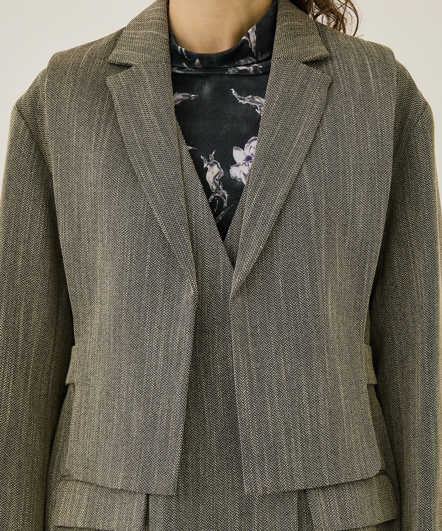 CONVERTIBLE HERRINGBONE JACKET - テーラードジャケット