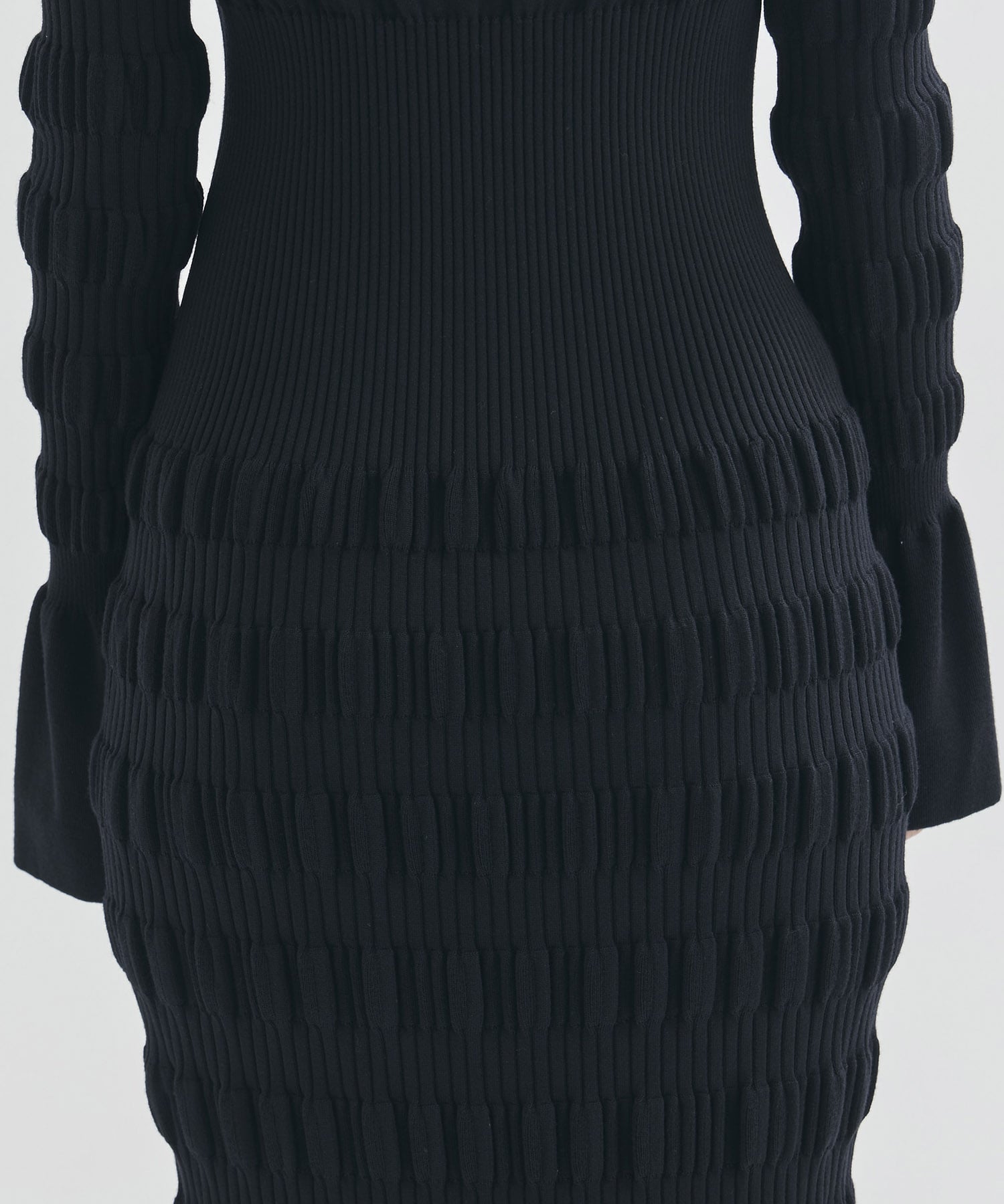 STRIPE KNIT  OFF-SHOULDER DRESS FETICO