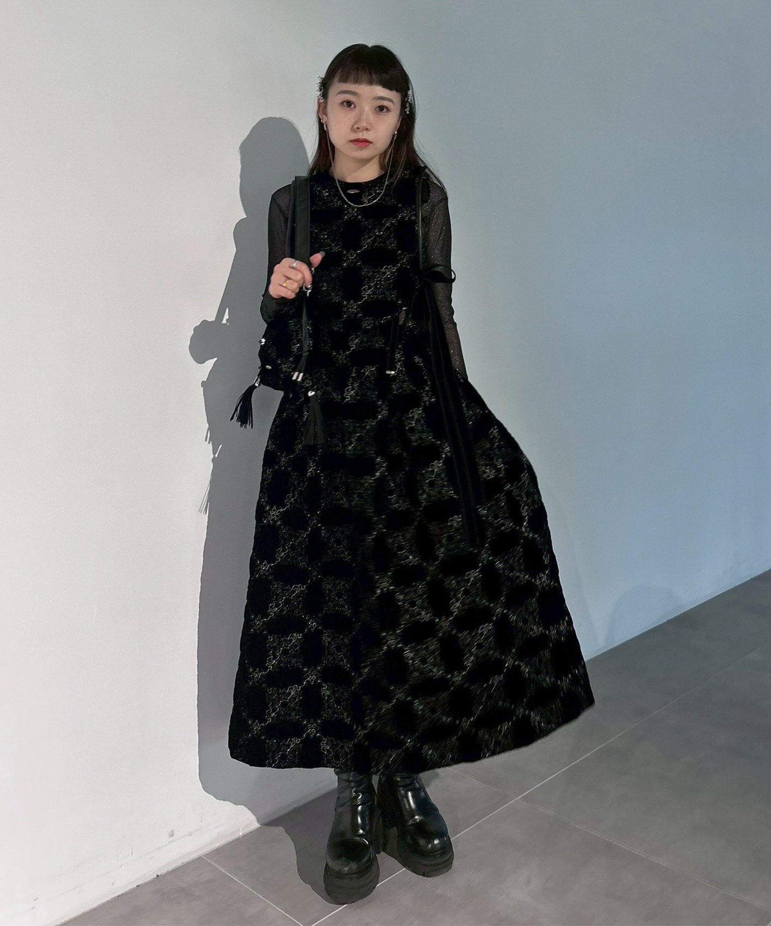 palace tiles quilted overalls skirt tanakadaisuke