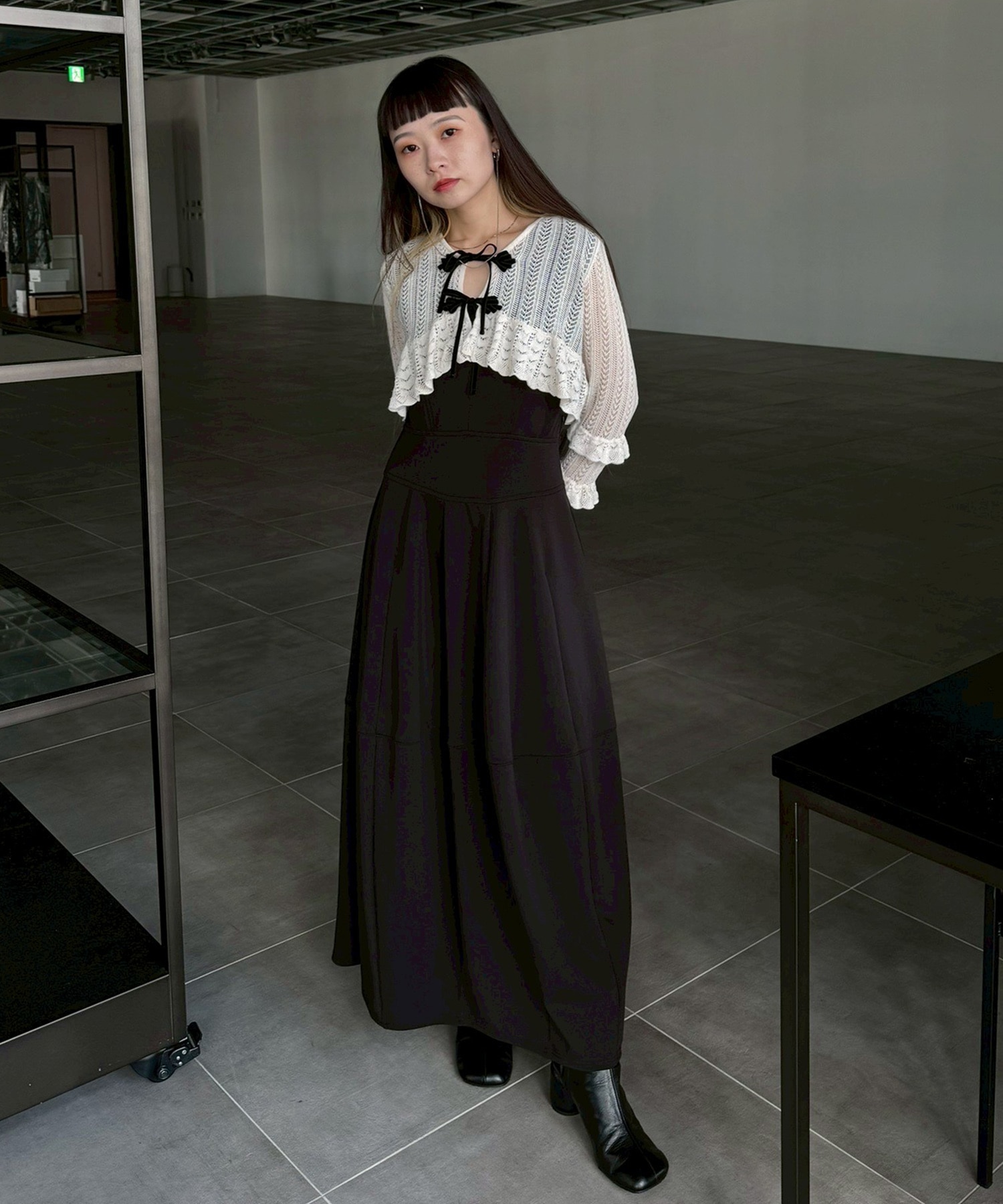 double ribbon knit cardigan tanakadaisuke