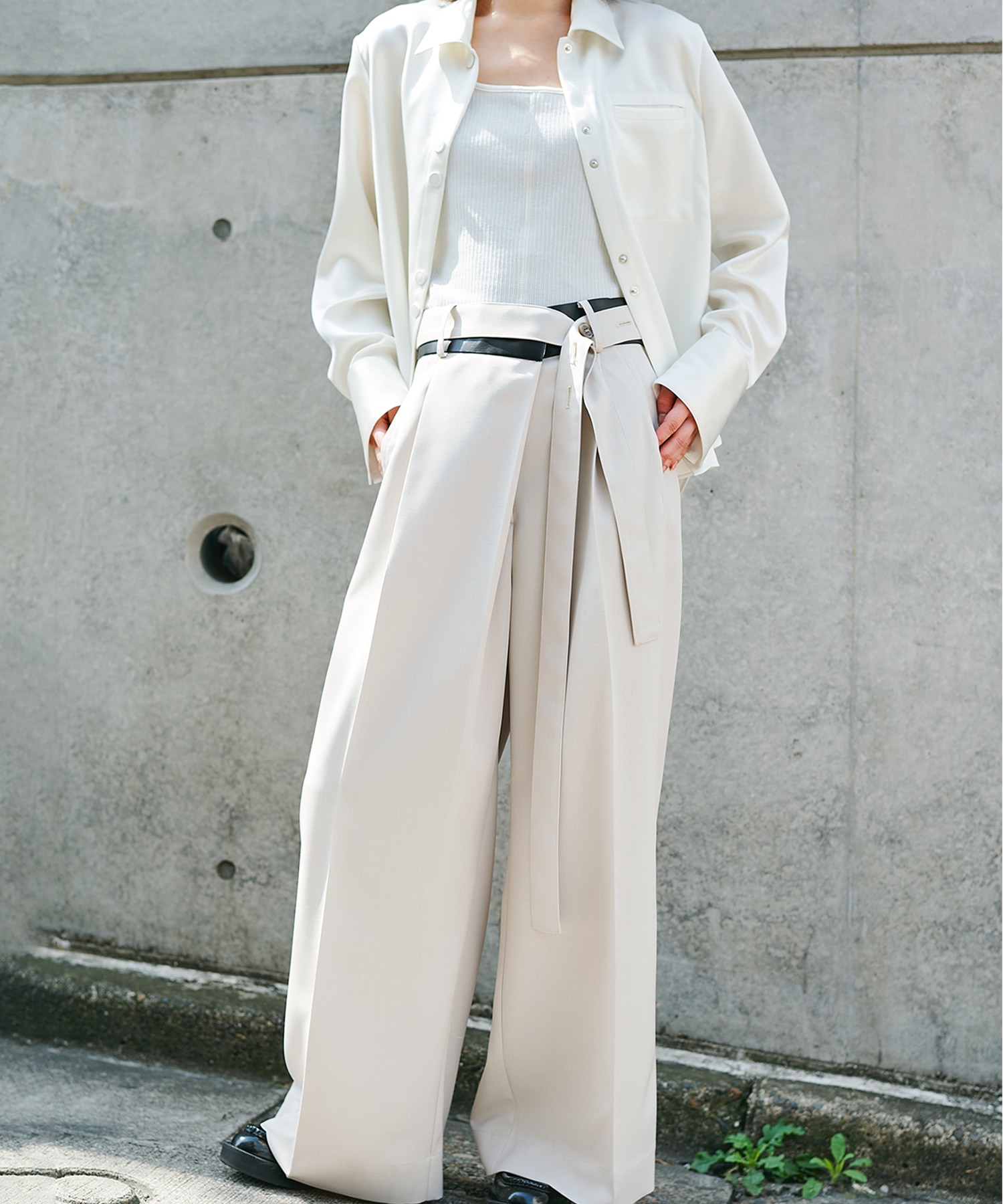 Leather Belted Flare Trousers STUDIOUS