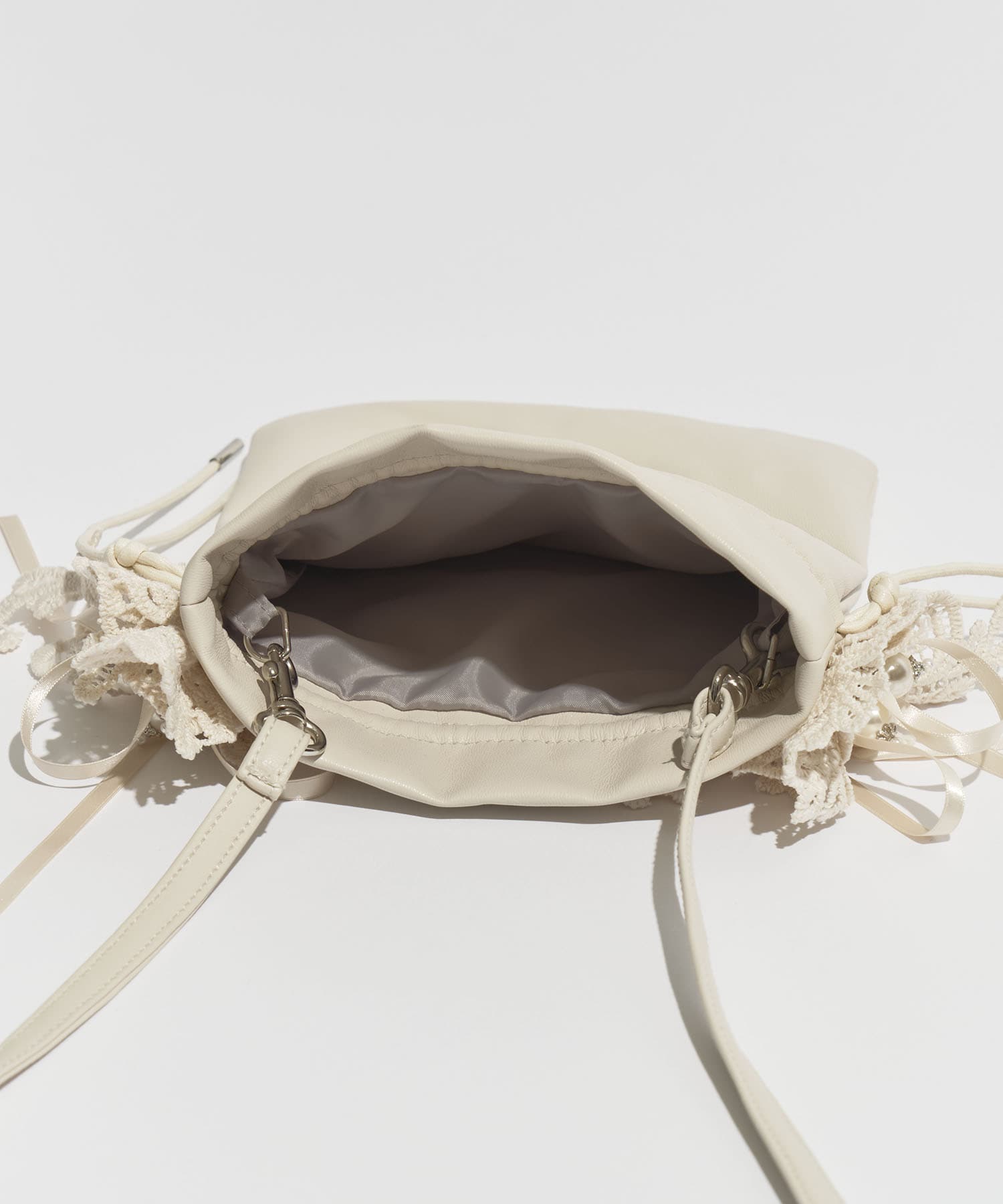 別注 lace flower drawstring sacoche tanakadaisuke
