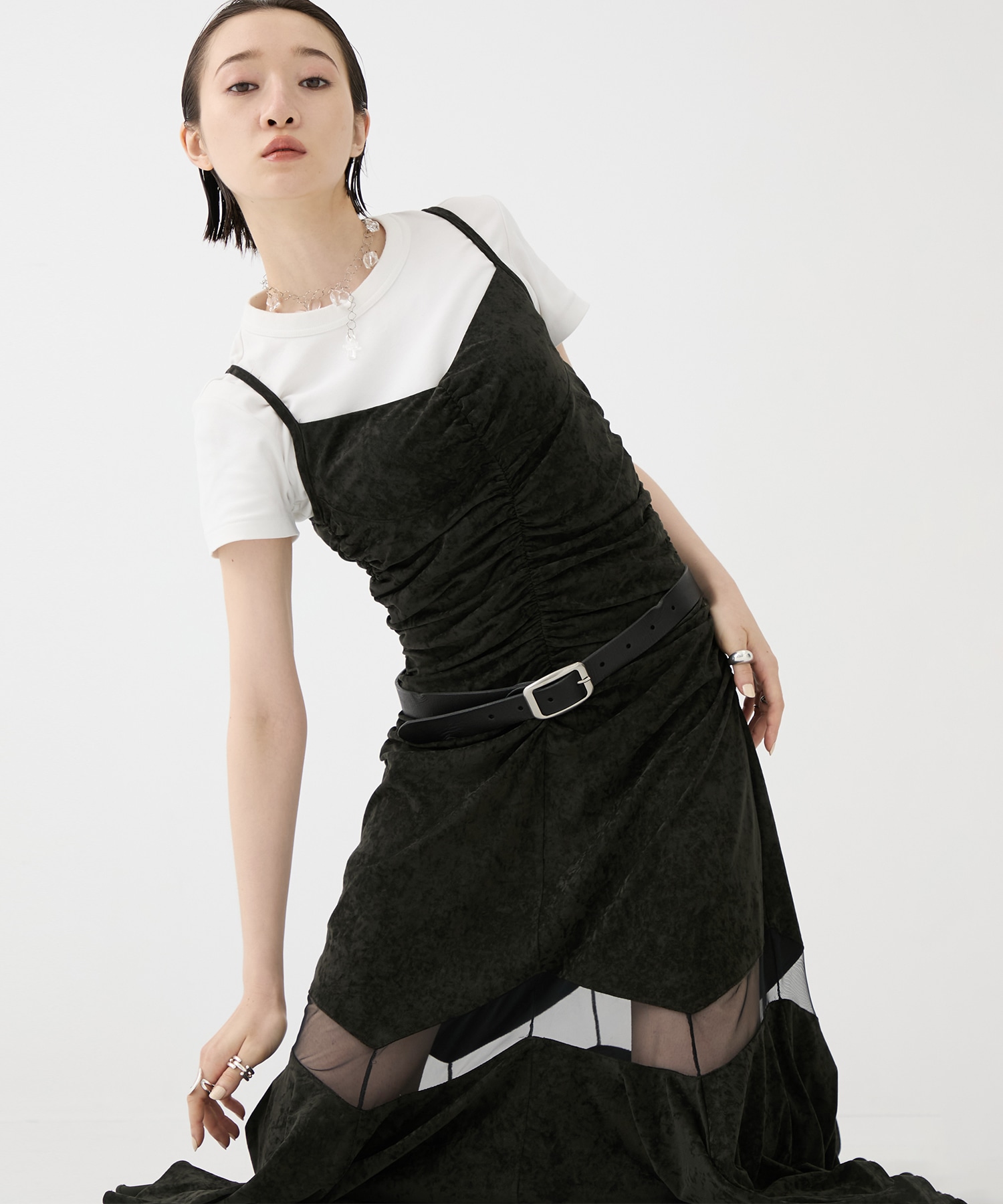 別注 VELOUR SHEER CUT HEM DRESS FETICO
