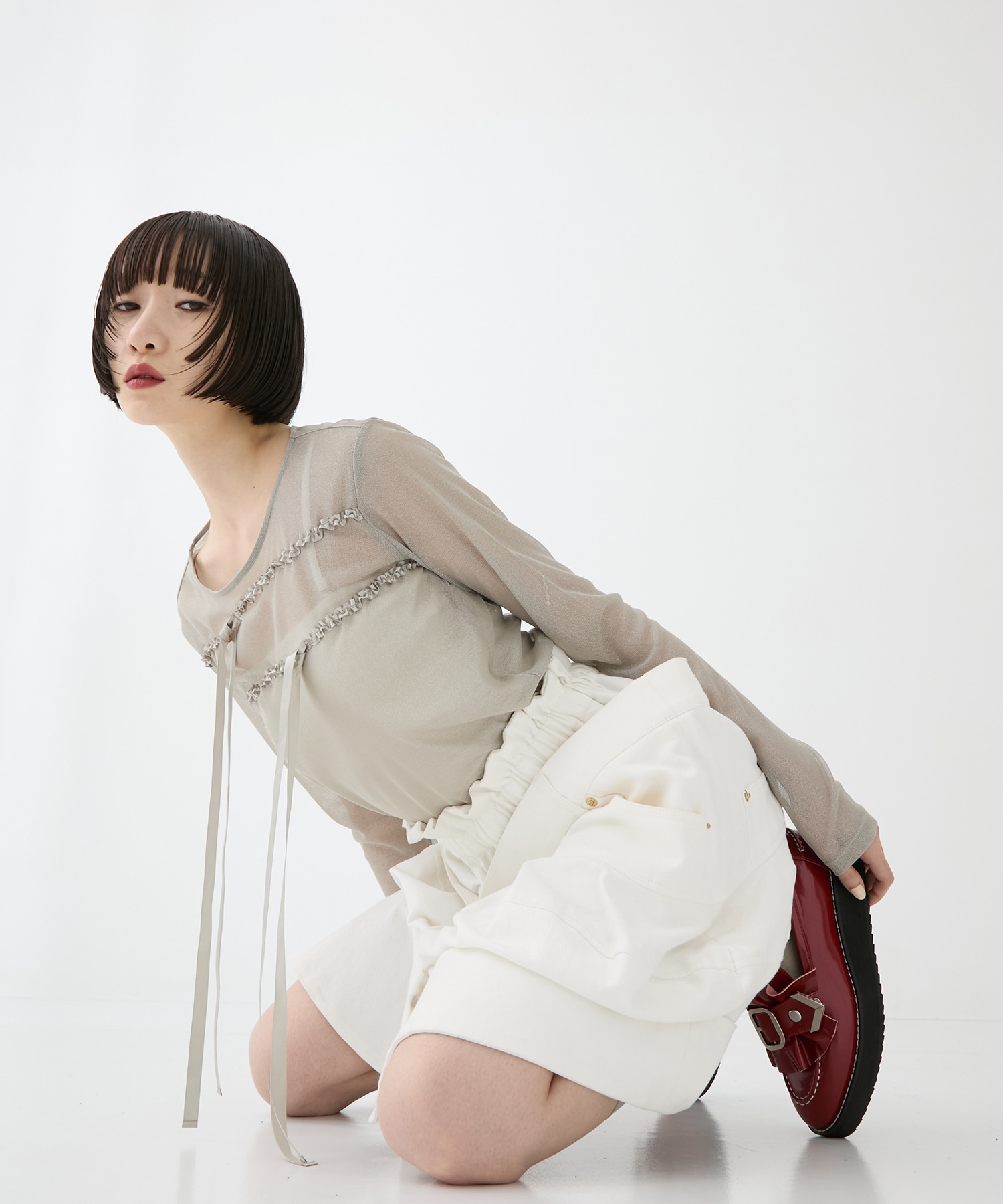別注SHEER RIBON SKIN TOPS HOUGA