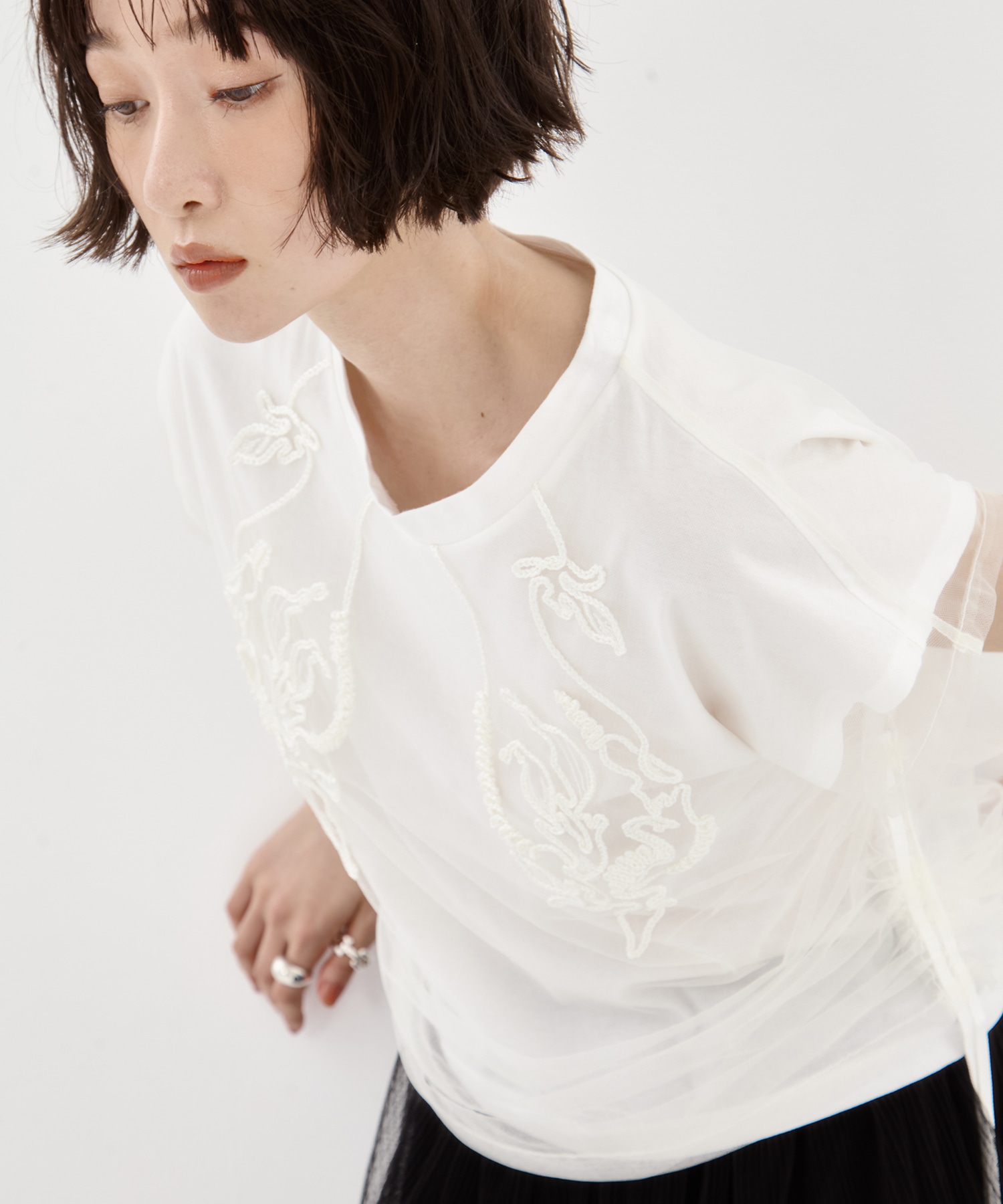 EX.embroidered tulle layered tops MURRAL